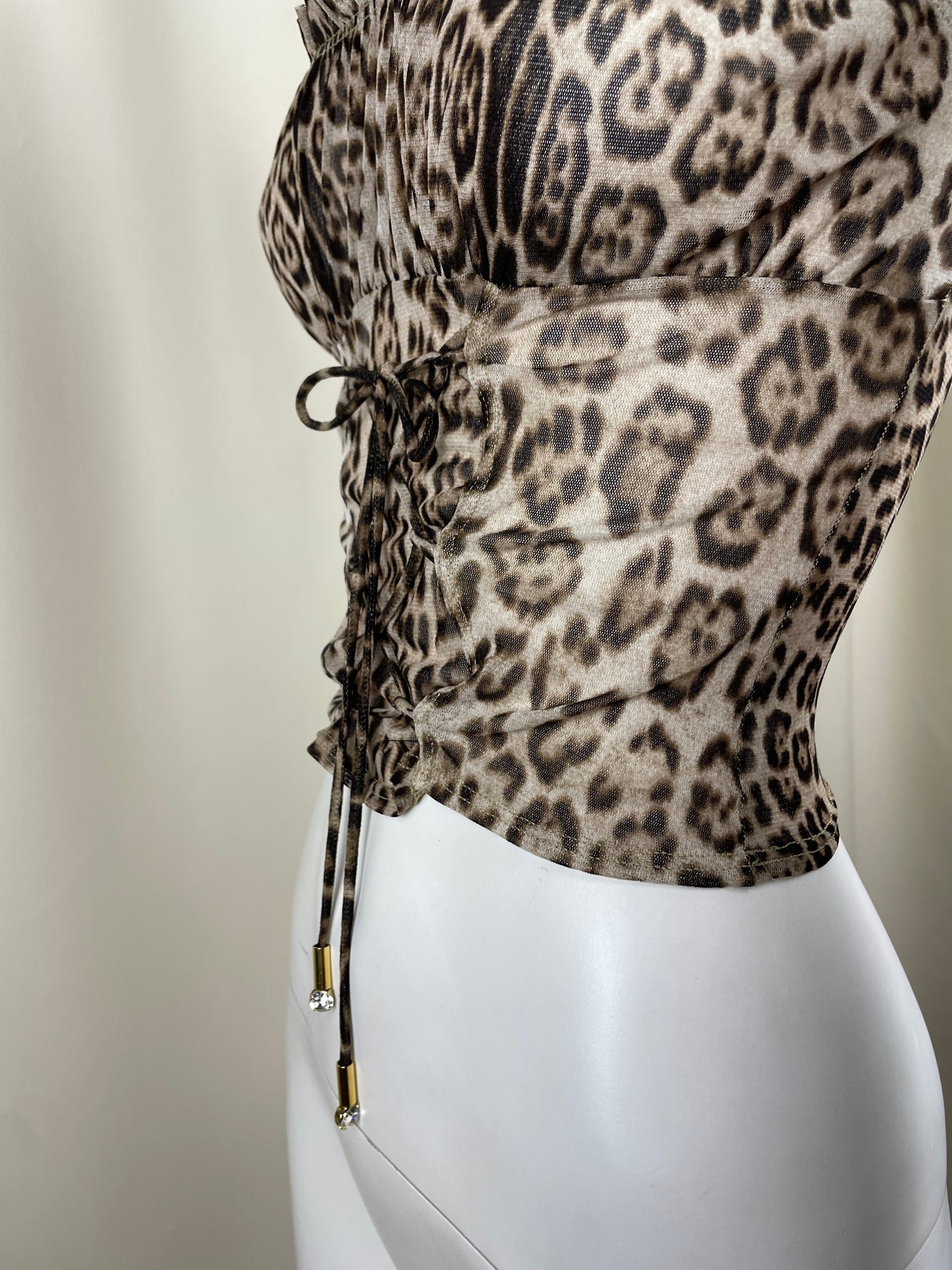 Roberto Cavalli Mesh Leopard Top (S)