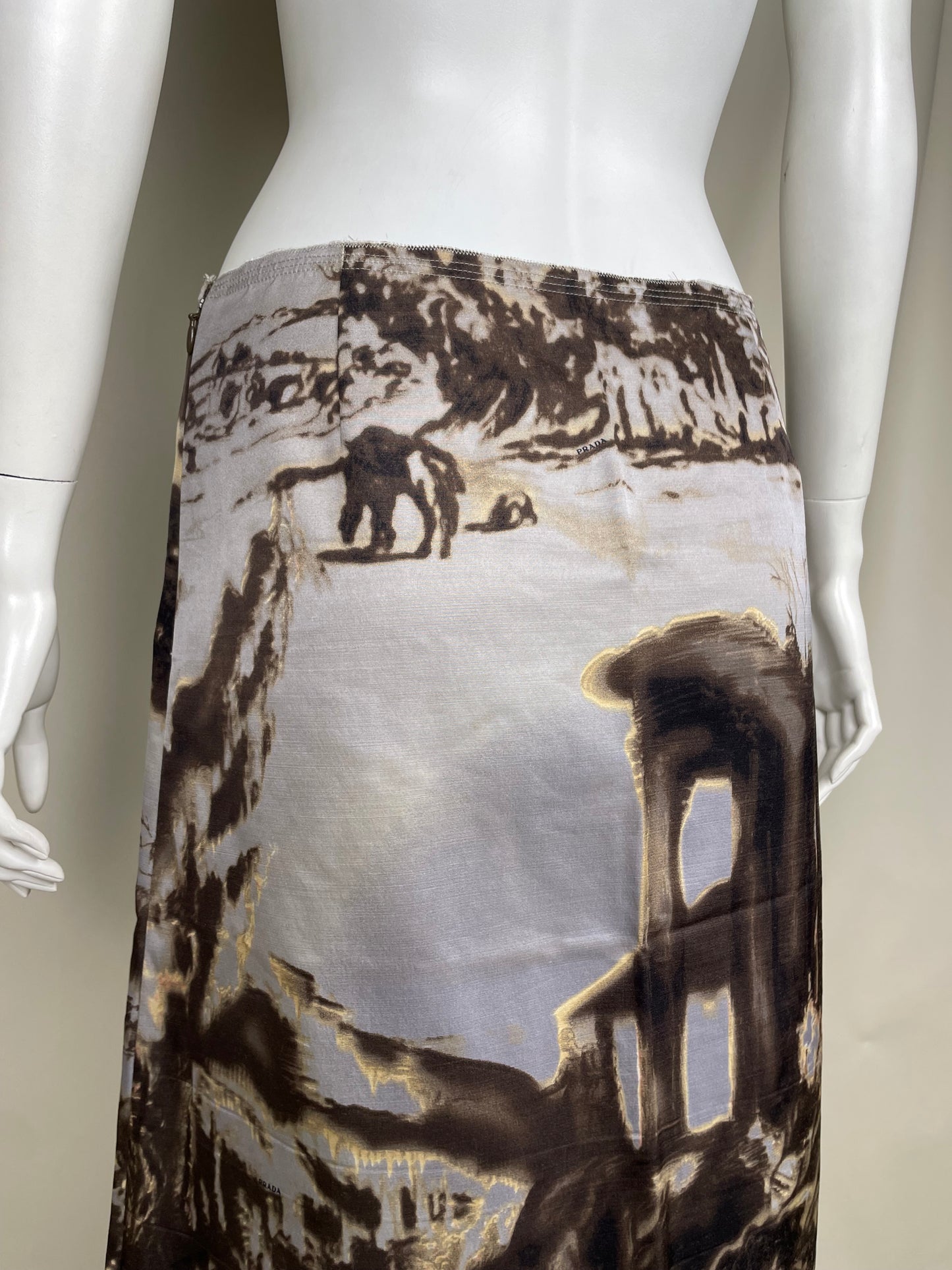 Prada F/W 2004 Printed Midi Skirt (S)