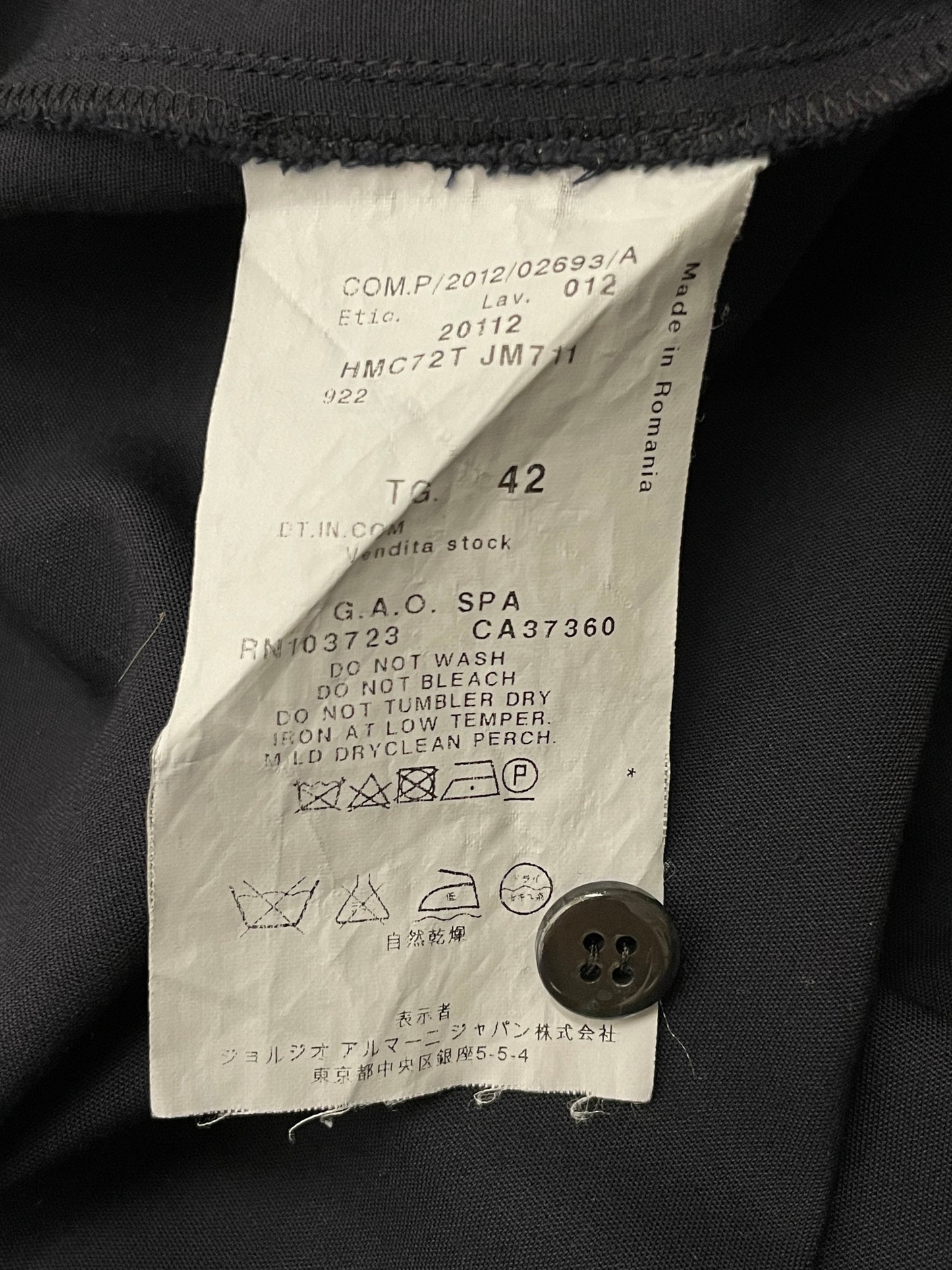 Armani Navy gathered jacket