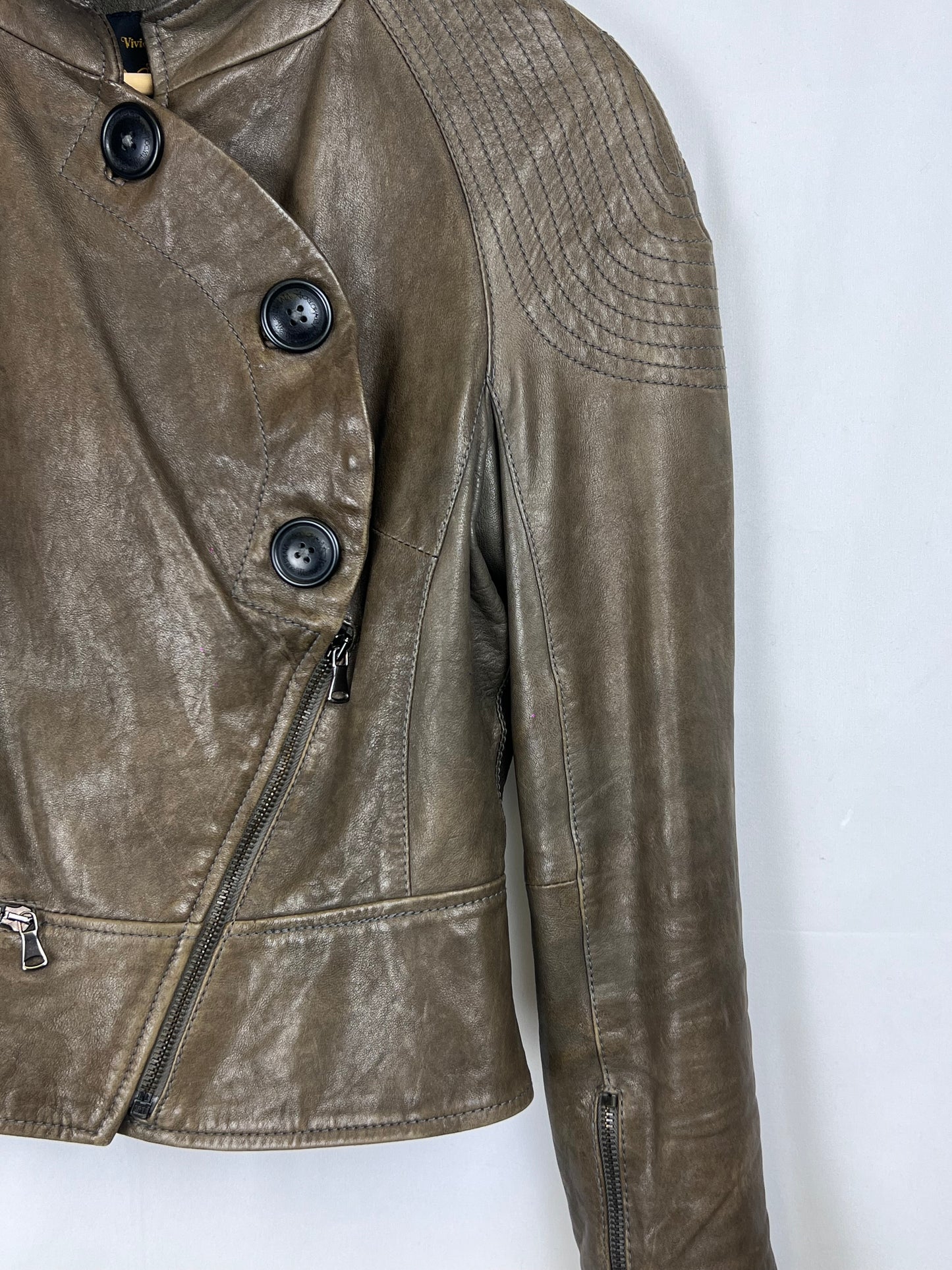 Vivienne Westwood Anglomania 2000’s asymmetric leather jacket (S)