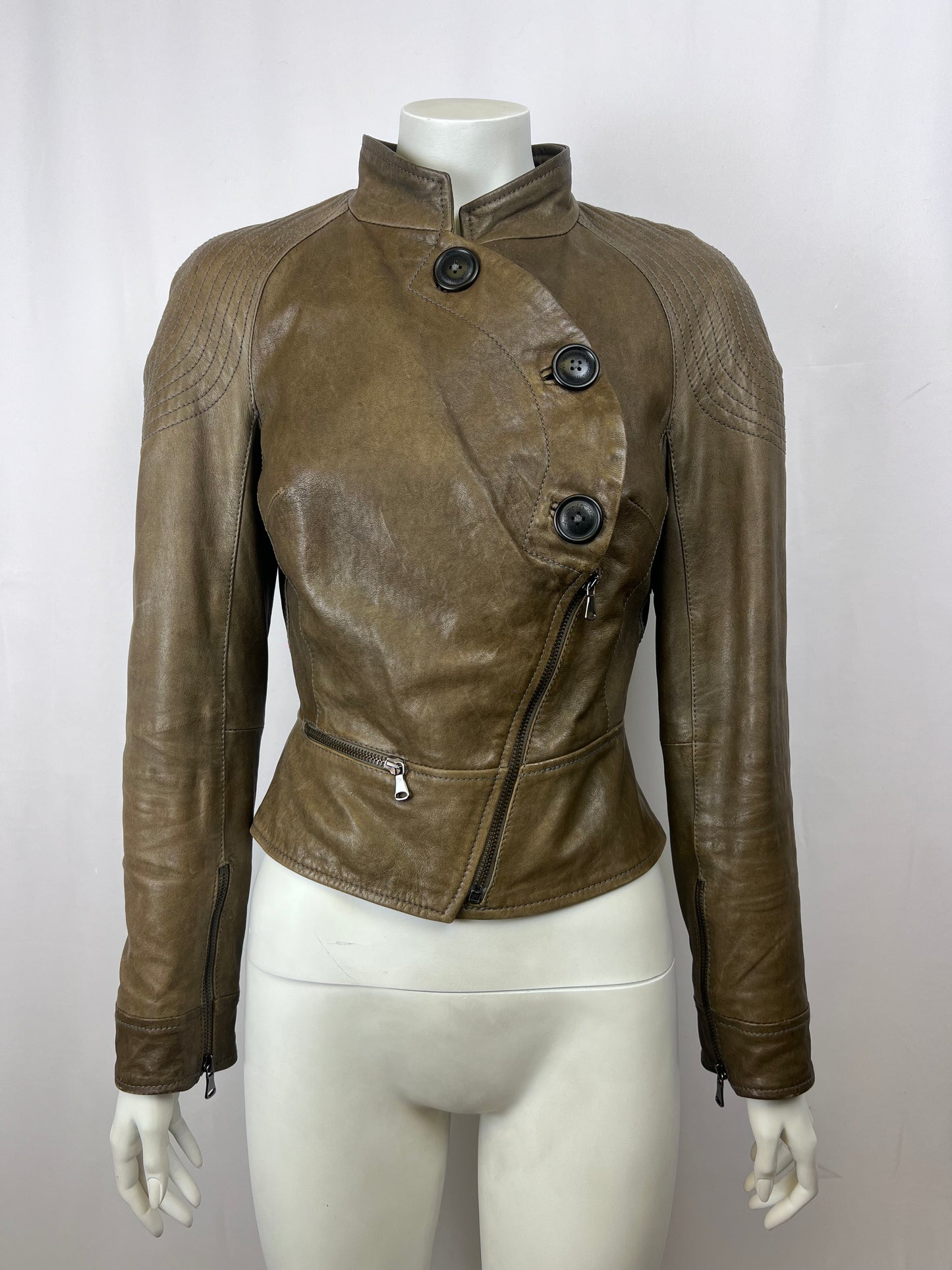 Vivienne Westwood Anglomania 2000’s asymmetric leather jacket (S)
