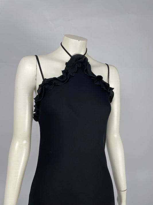 Armani 2000’s Black ruffled maxi dress