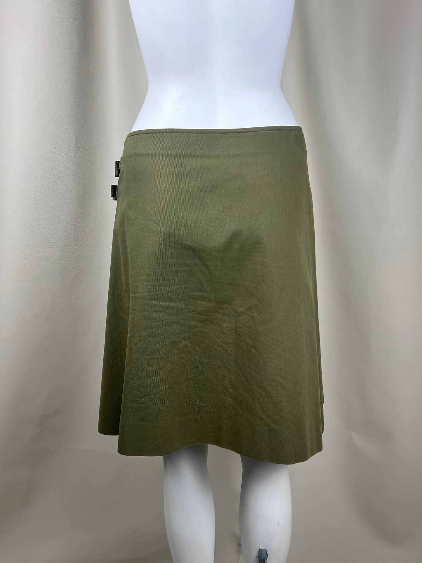 Dior S/S 2002 khaki pleated skirt (M)