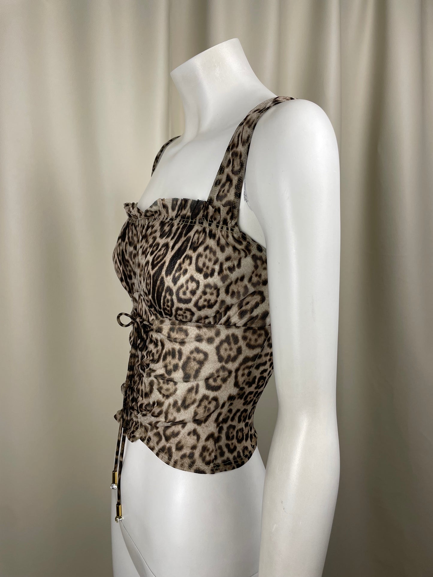 Roberto Cavalli Mesh Leopard Top (S)