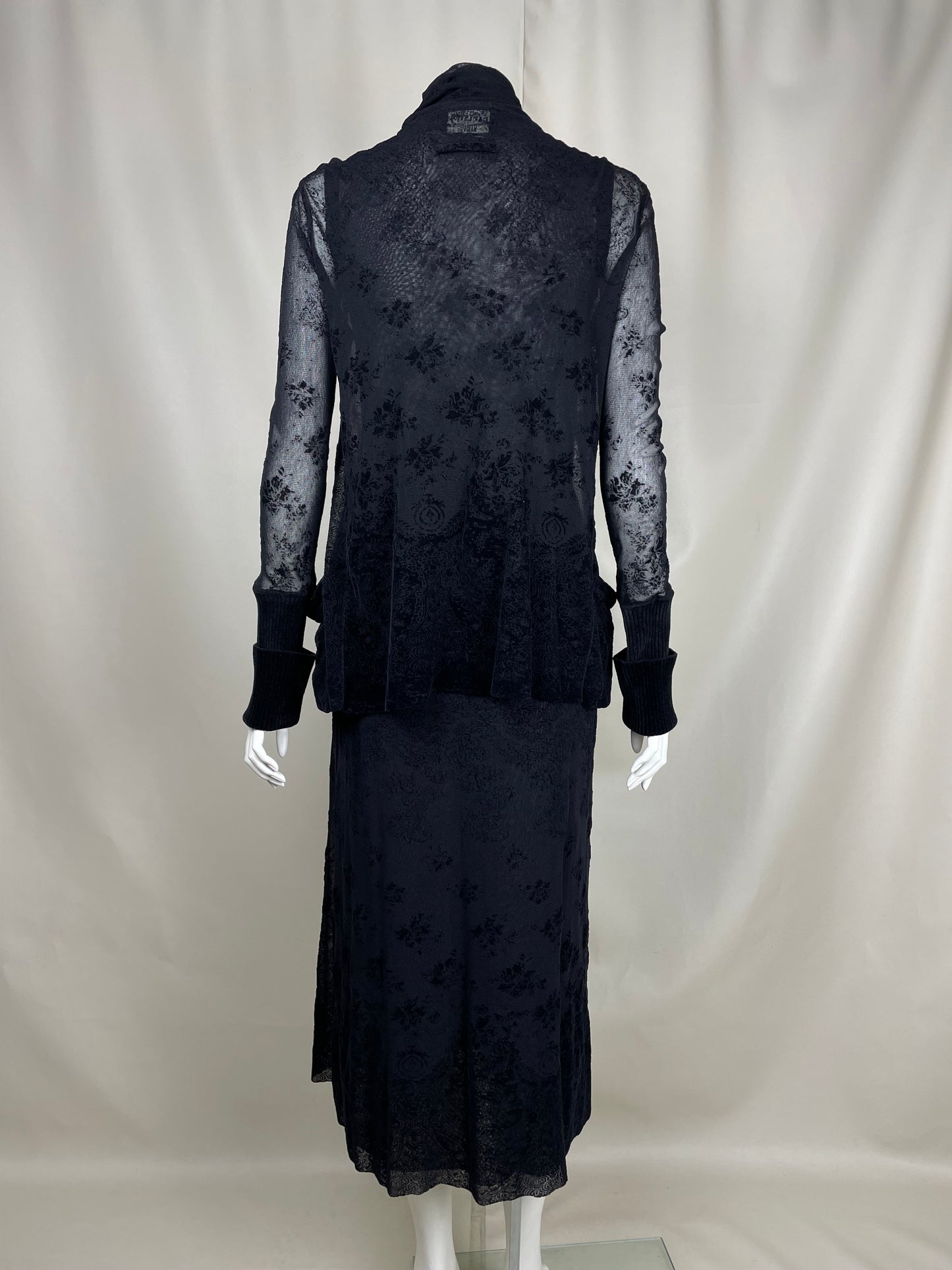 Jean Paul Gaultier 1990’s Lace and Velour Mesh Set (L)