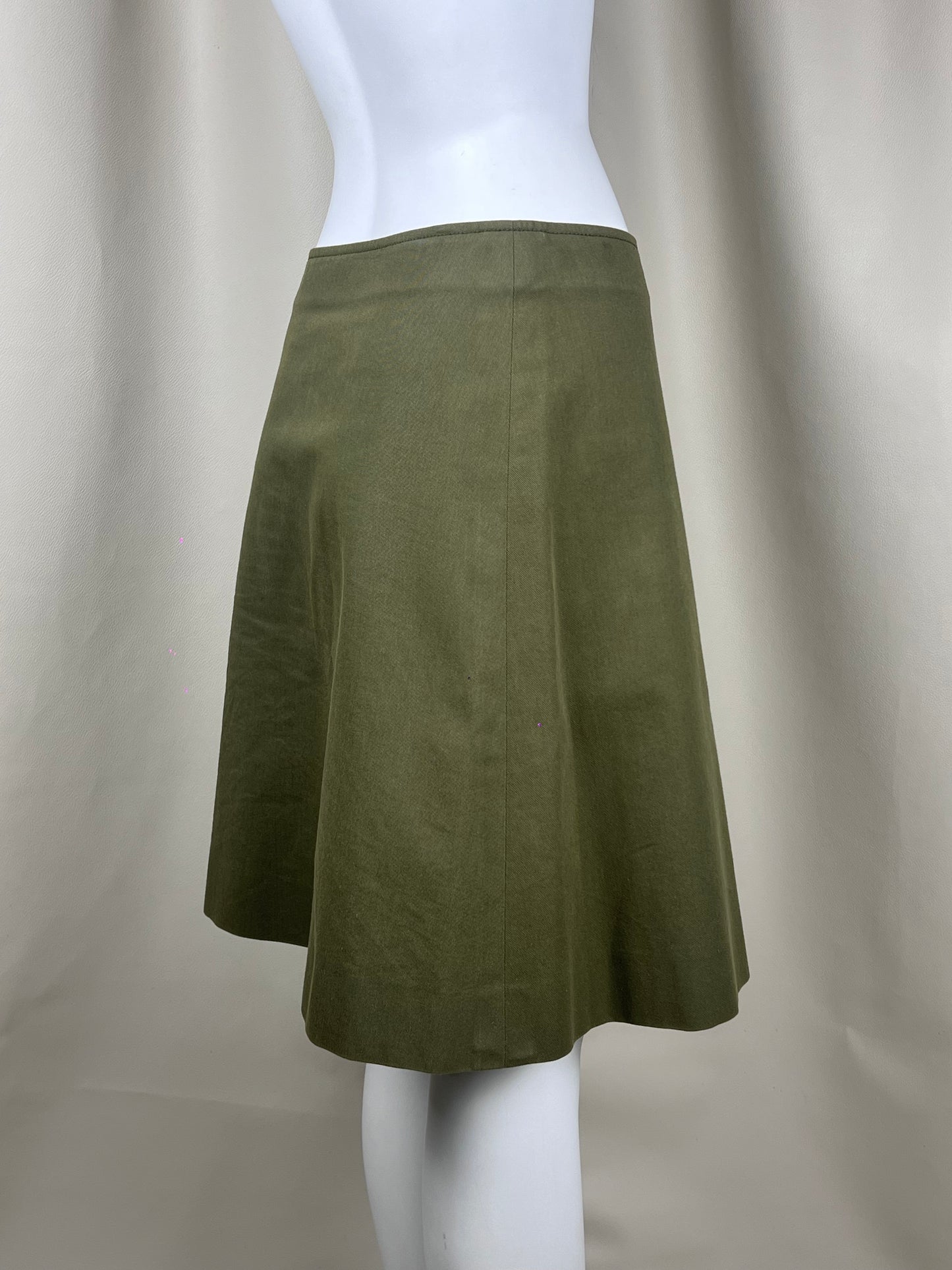 Dior S/S 2002 khaki pleated skirt (M)