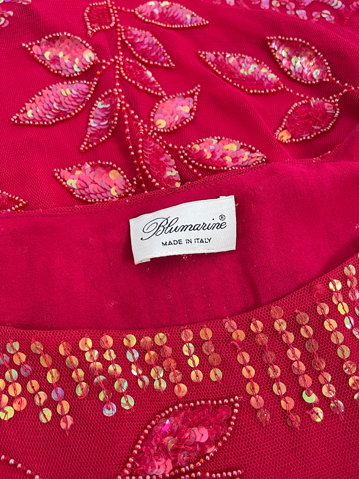 Blumarine 1990’s Red stones and sequins dress.