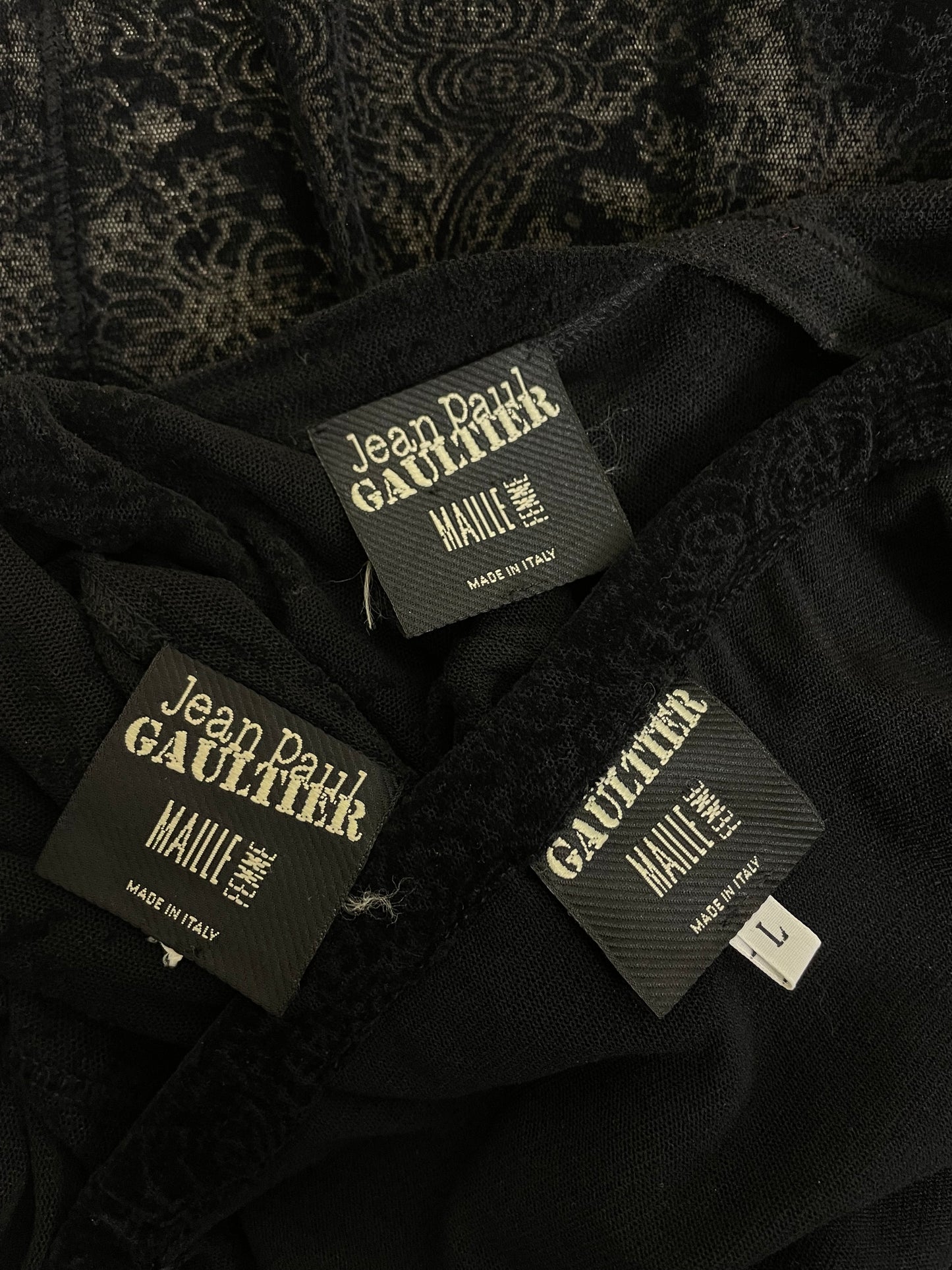 Jean Paul Gaultier 1990’s Lace and Velour Mesh Set (L)