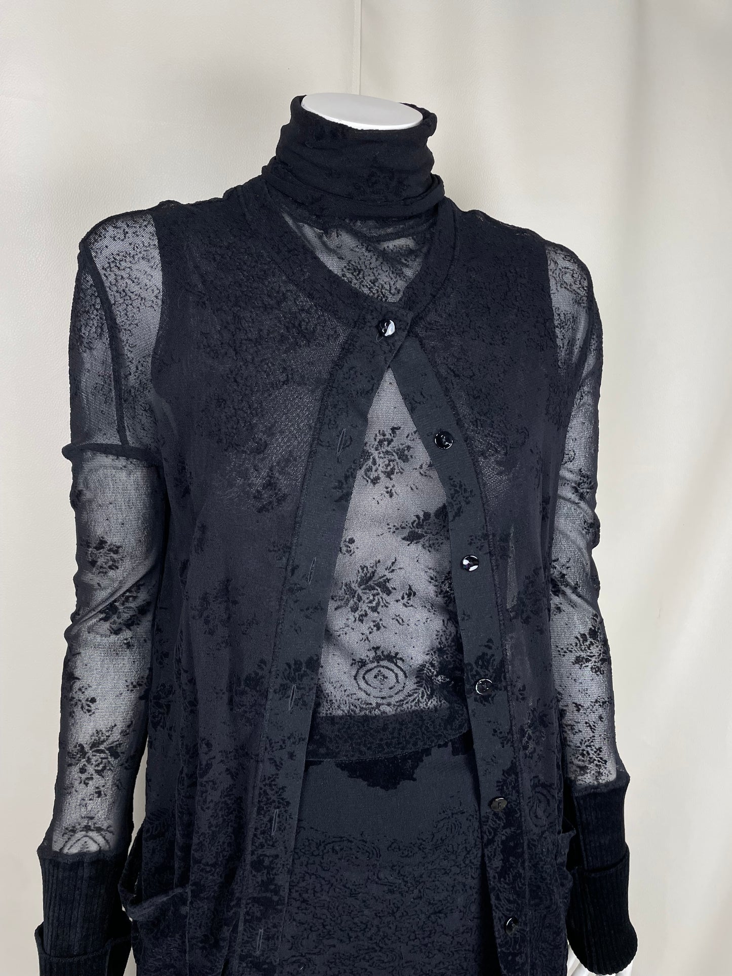 Jean Paul Gaultier 1990’s Lace and Velour Mesh Set (L)