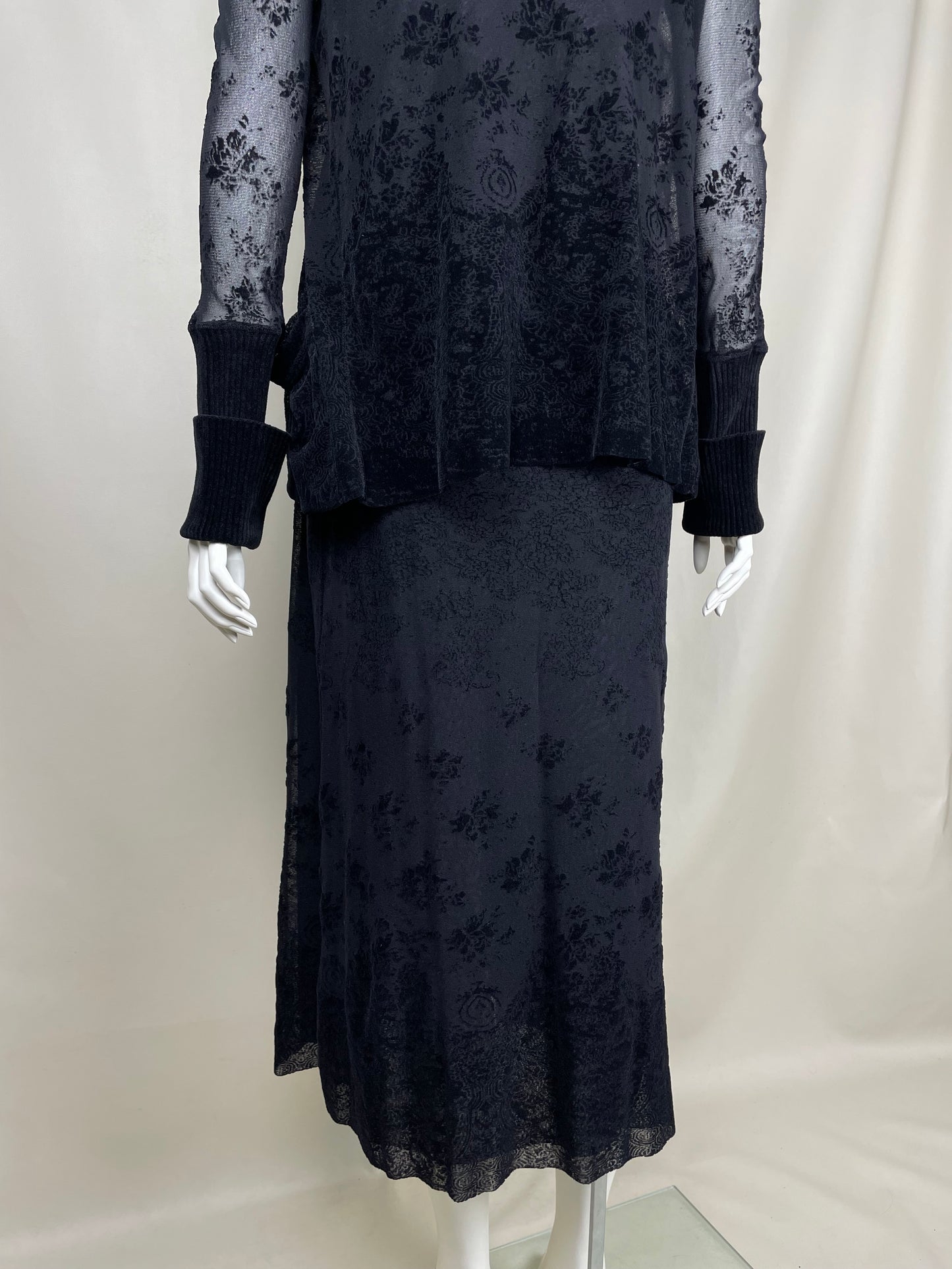 Jean Paul Gaultier 1990’s Lace and Velour Mesh Set (L)