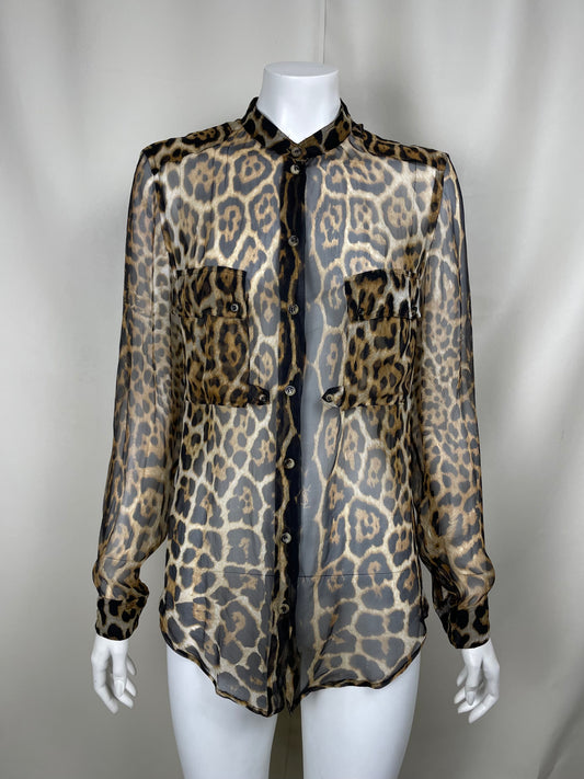 Yves Saint Laurent Leopard Print Shirt. (M)