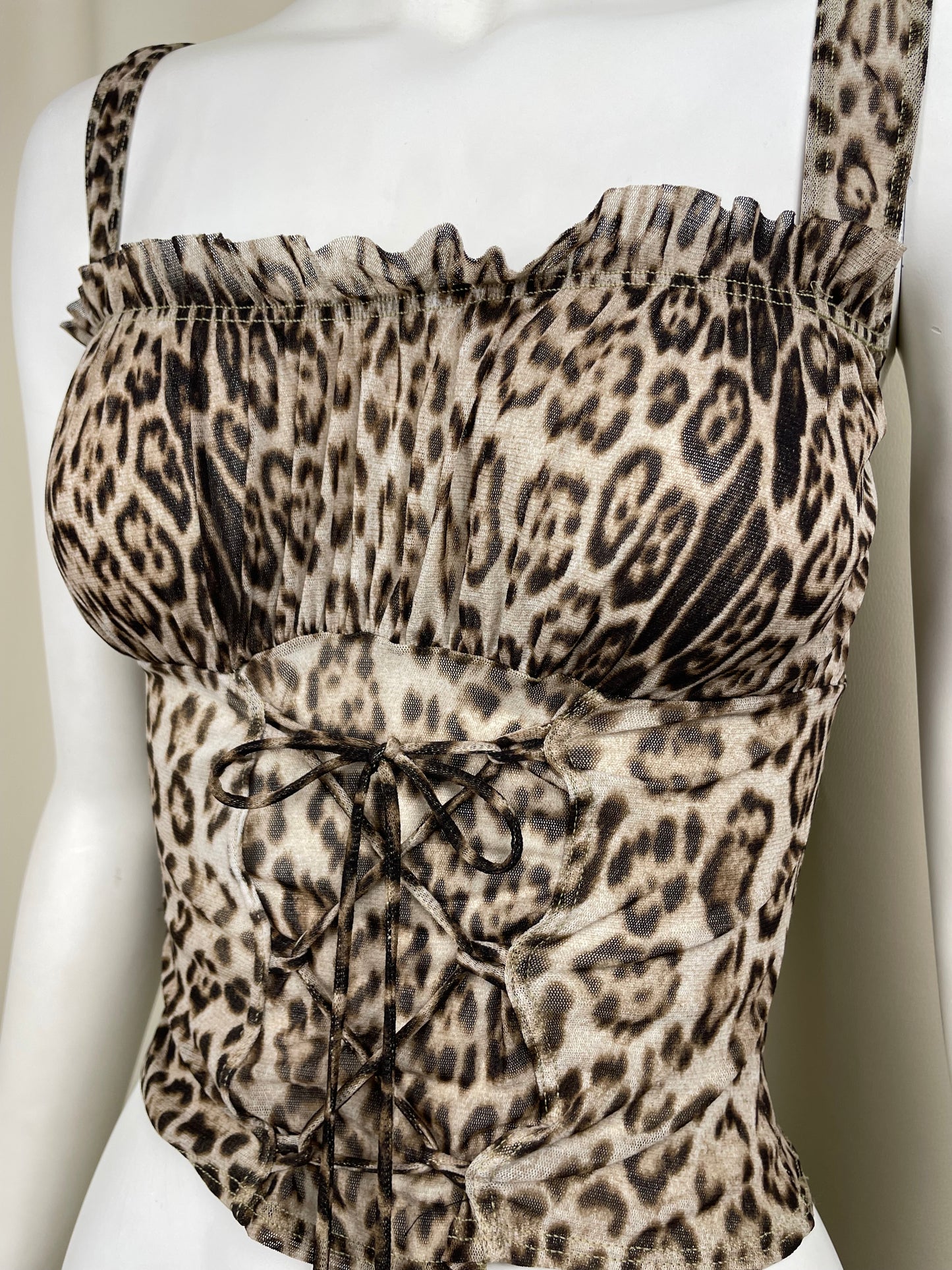 Roberto Cavalli Mesh Leopard Top (S)