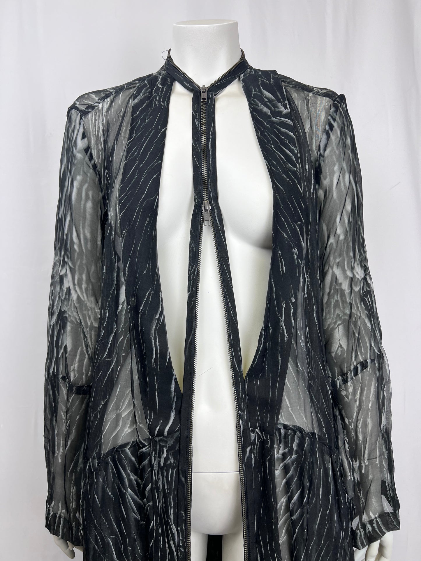 Ann Demeulemeester 2016 transparent marble coat sample (M)