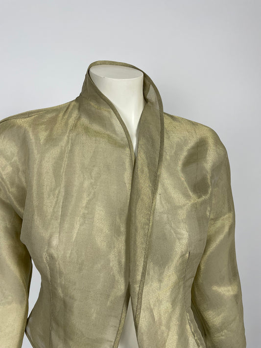 Lanvin 1990’s Silk twisted sleeves asymmetrical blouse