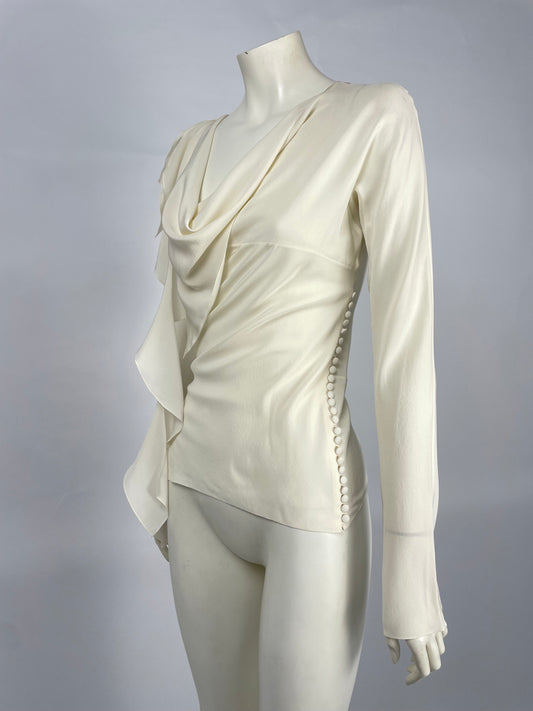 Dior by John Galliano S/S 2006 silk ruffle blouse