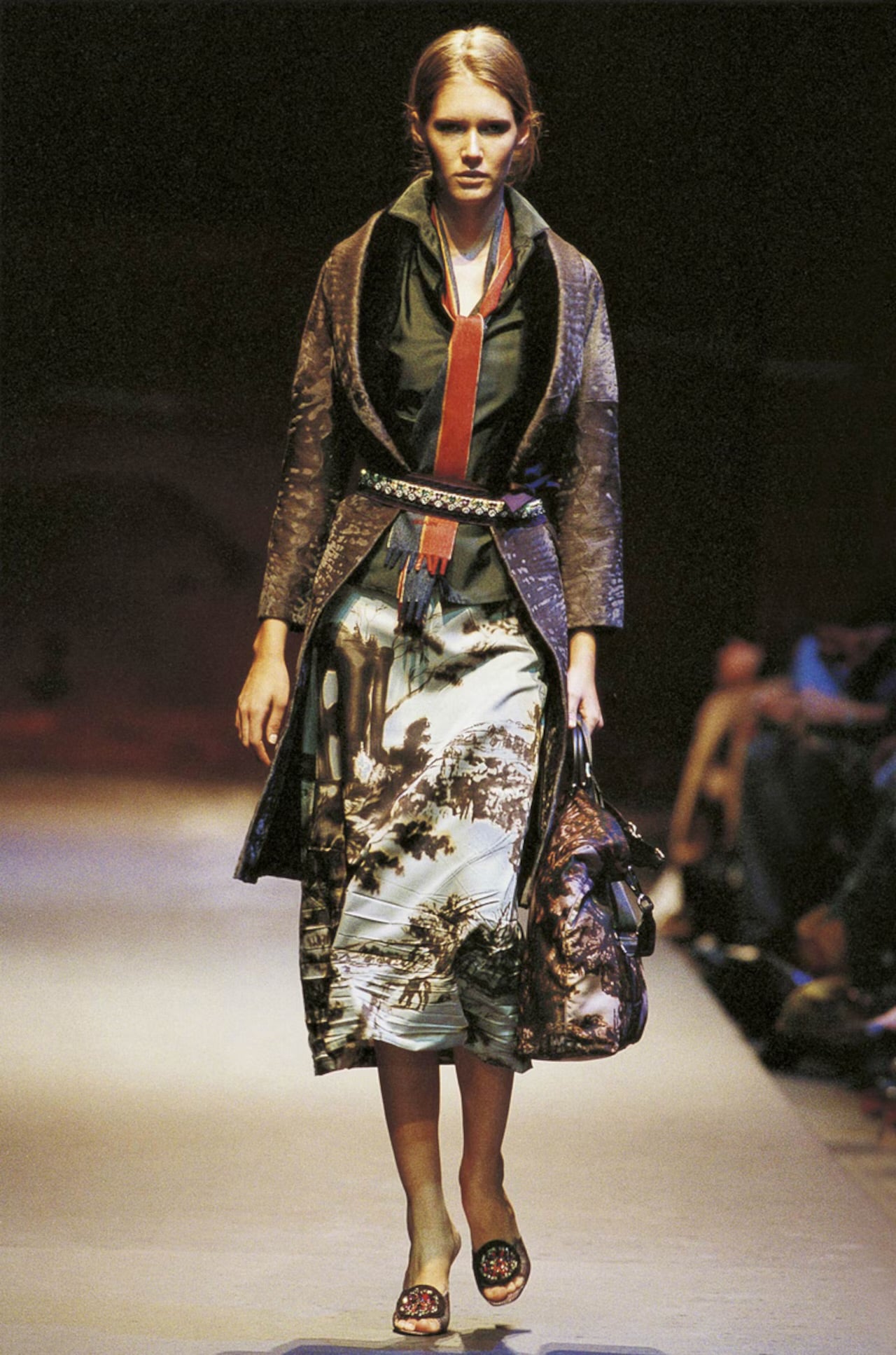 Prada F/W 2004 Printed Midi Skirt (S)
