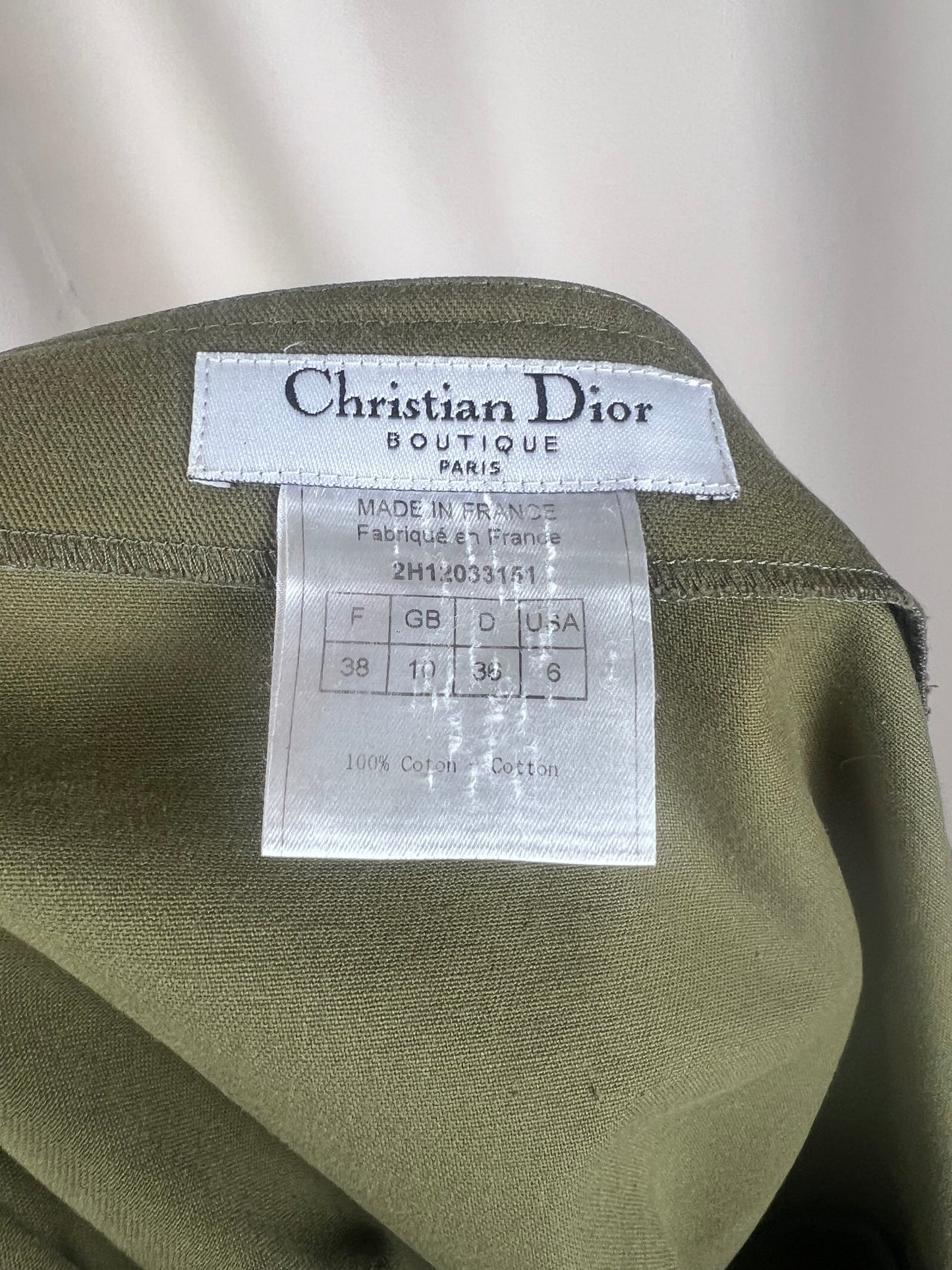 Dior S/S 2002 khaki pleated skirt (M)