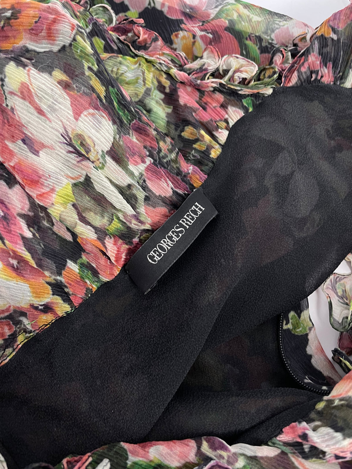 Georges Rech 1990's Flower print V neck dress