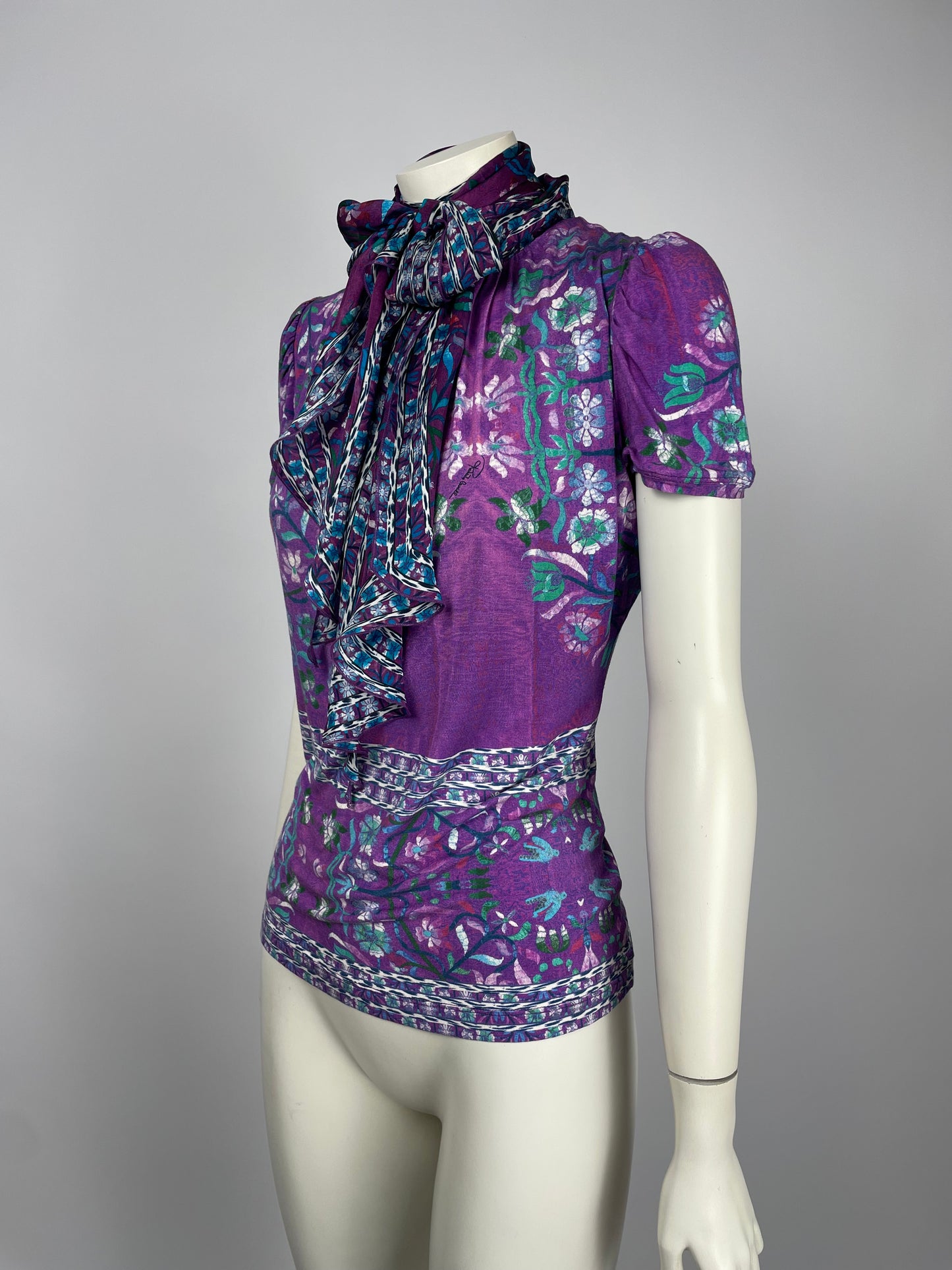 Roberto Cavalli 2008 flower print scarf blouse