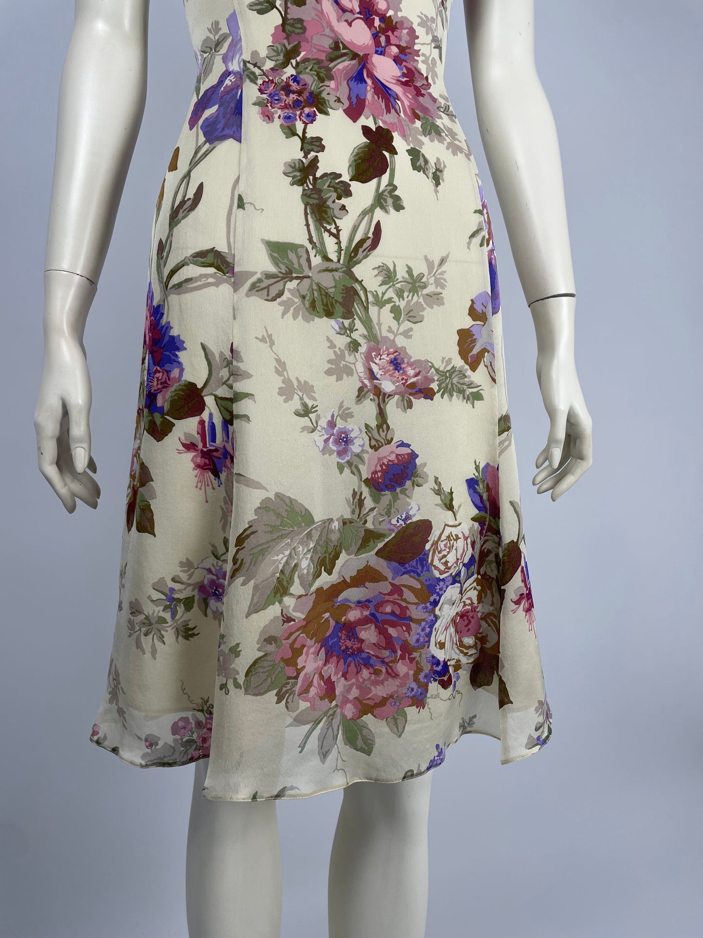 Giorgio Armani early 2000’s cowl neckline flower dress.