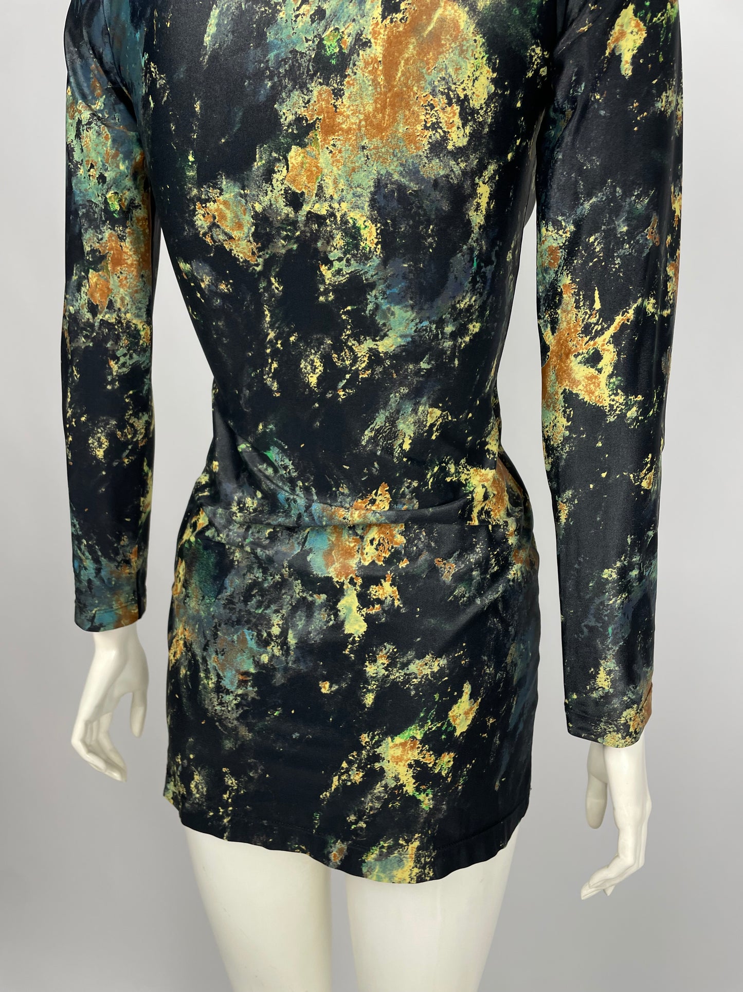 Plein Sud 1990’s Printed turtleneck dress.