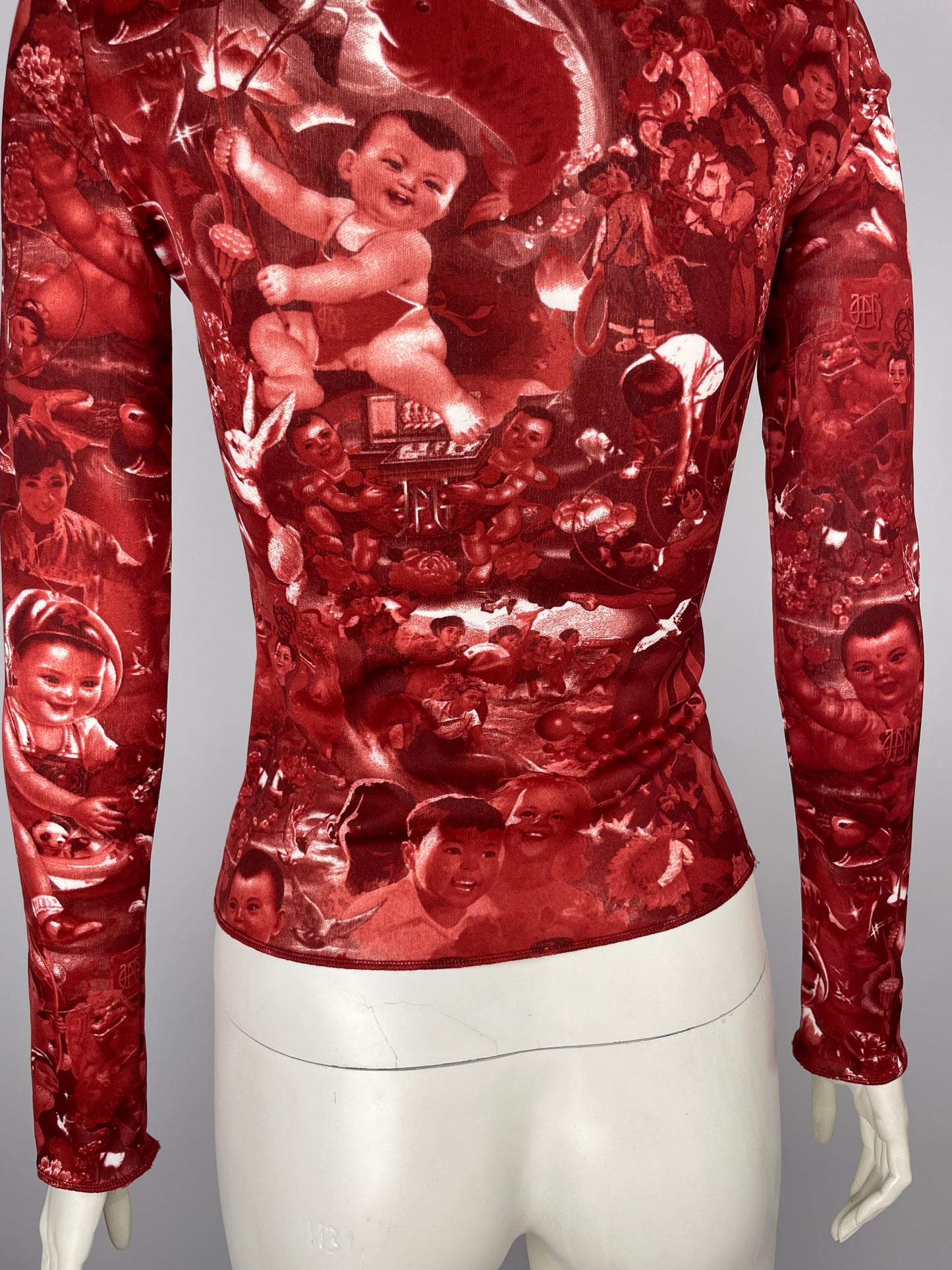 Jean Paul Gaultier Chinese Print Mesh Top