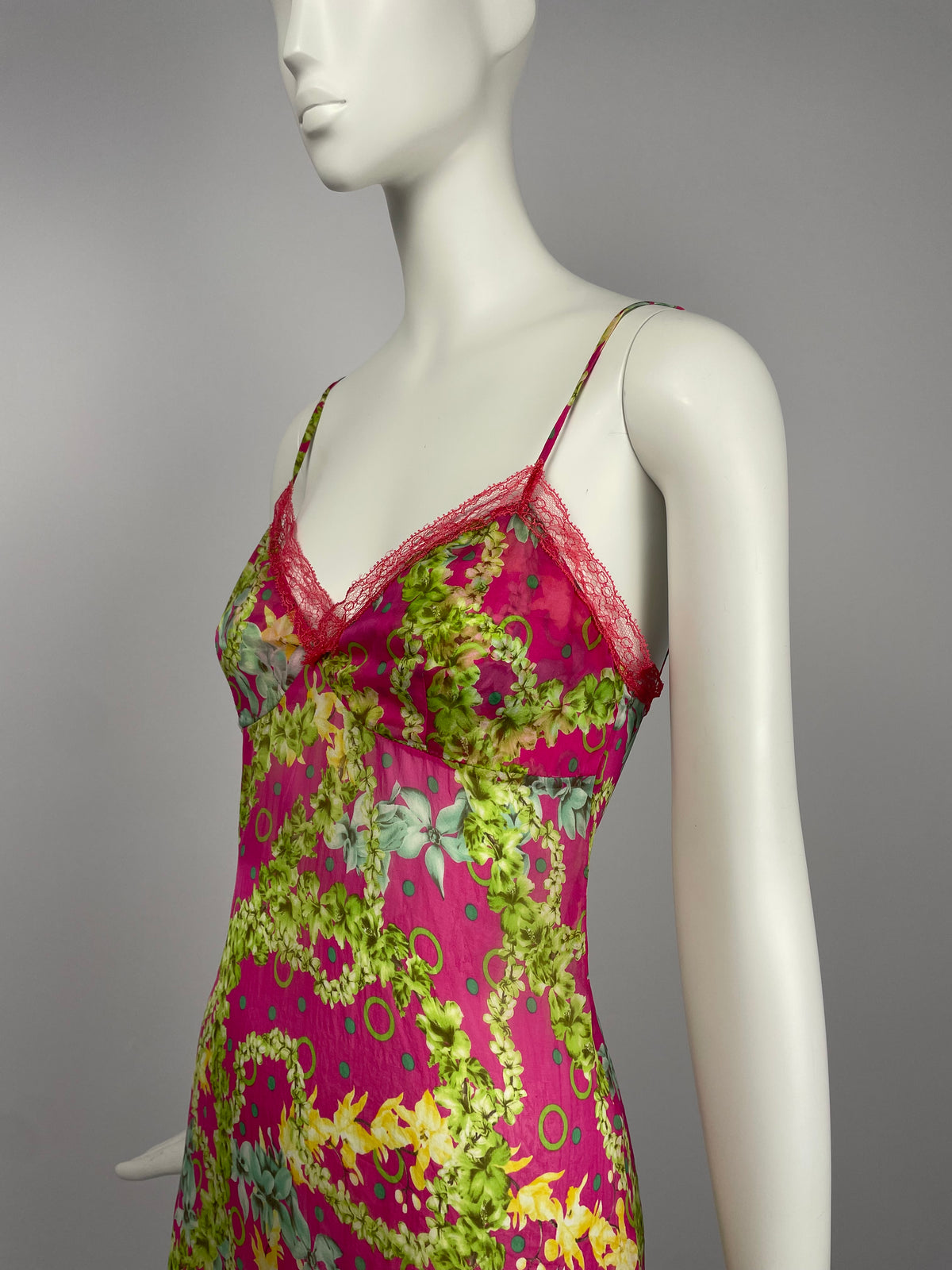 Versace 2000's Pink Flower Print Mini dress