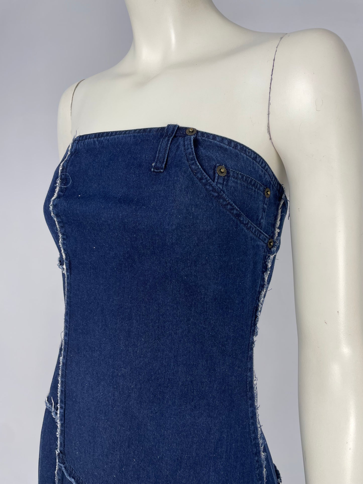 Plein Sud 1990’s Denim bustier mini dress