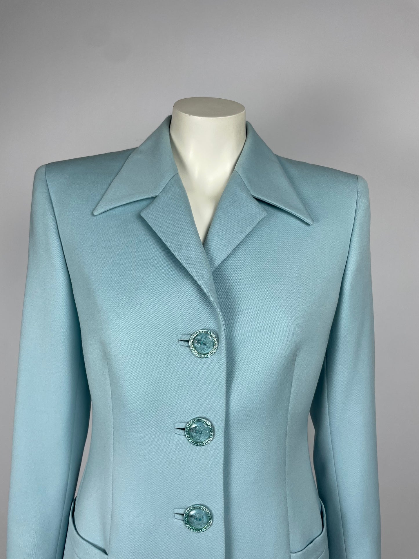 Gianni Versace Couture F/W 1995 Pastel Blue Suit