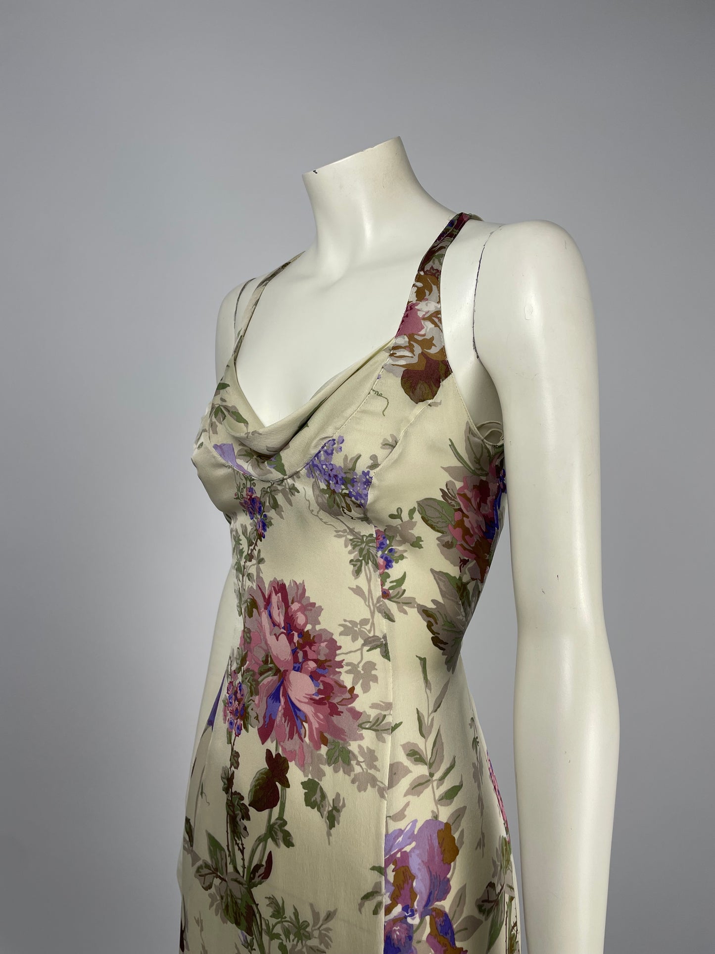 Giorgio Armani early 2000’s cowl neckline flower dress.