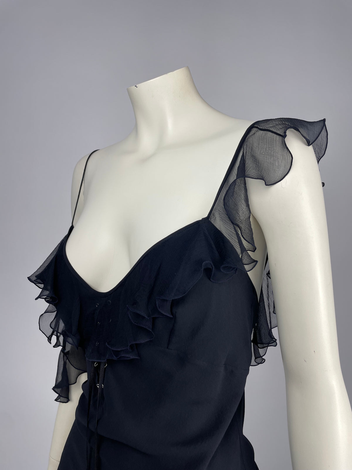 Dior by John Galliano S/S 2004 ruffled asymmetrical top.
