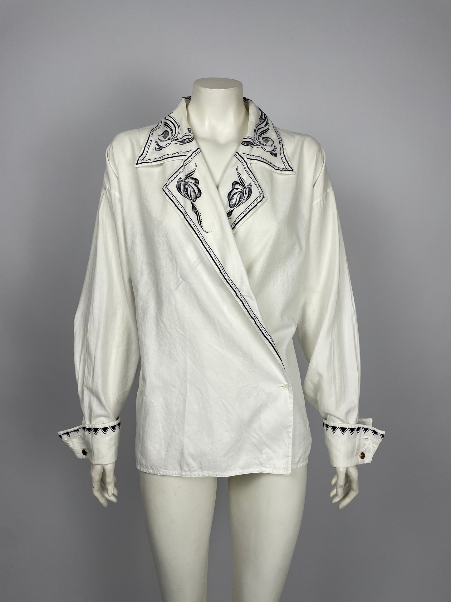 Gianni Versace Couture S/S 1989 tribal print chemise.