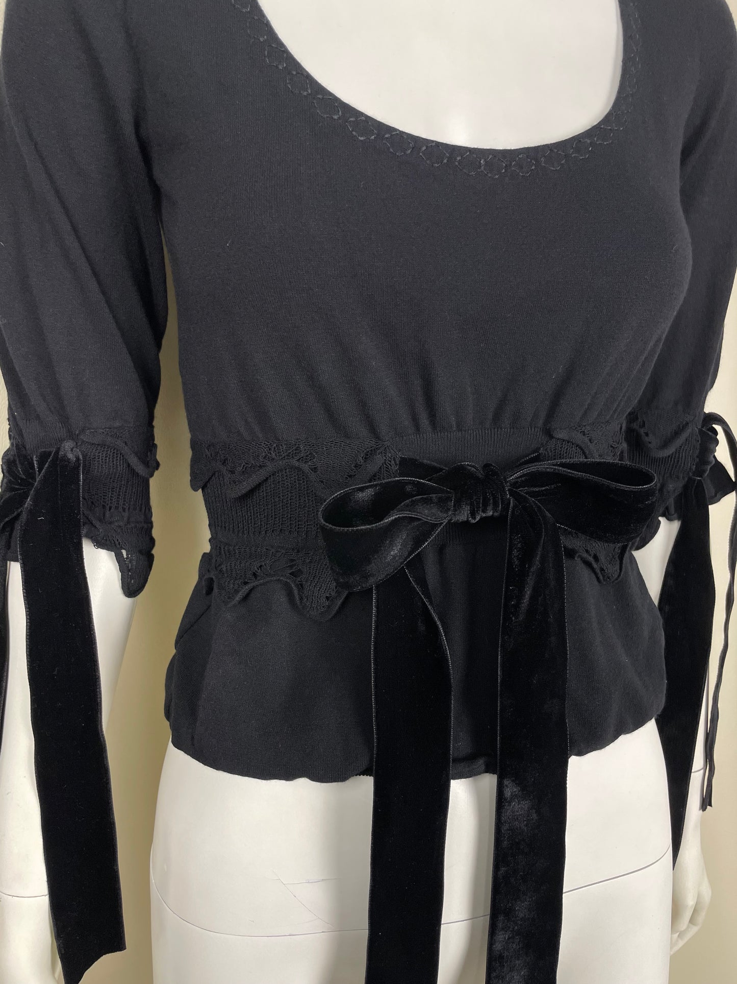 Saint Laurent by Tom Ford F/W 2002 Velour Tie Top (S)