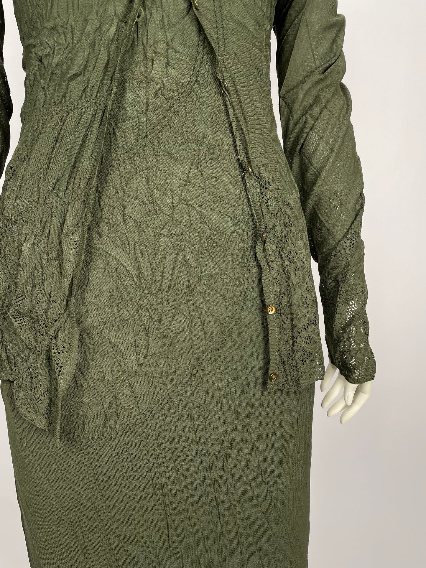 Christian Dior by John Galliano F/W 2006 laser cut wrinkled dress set.