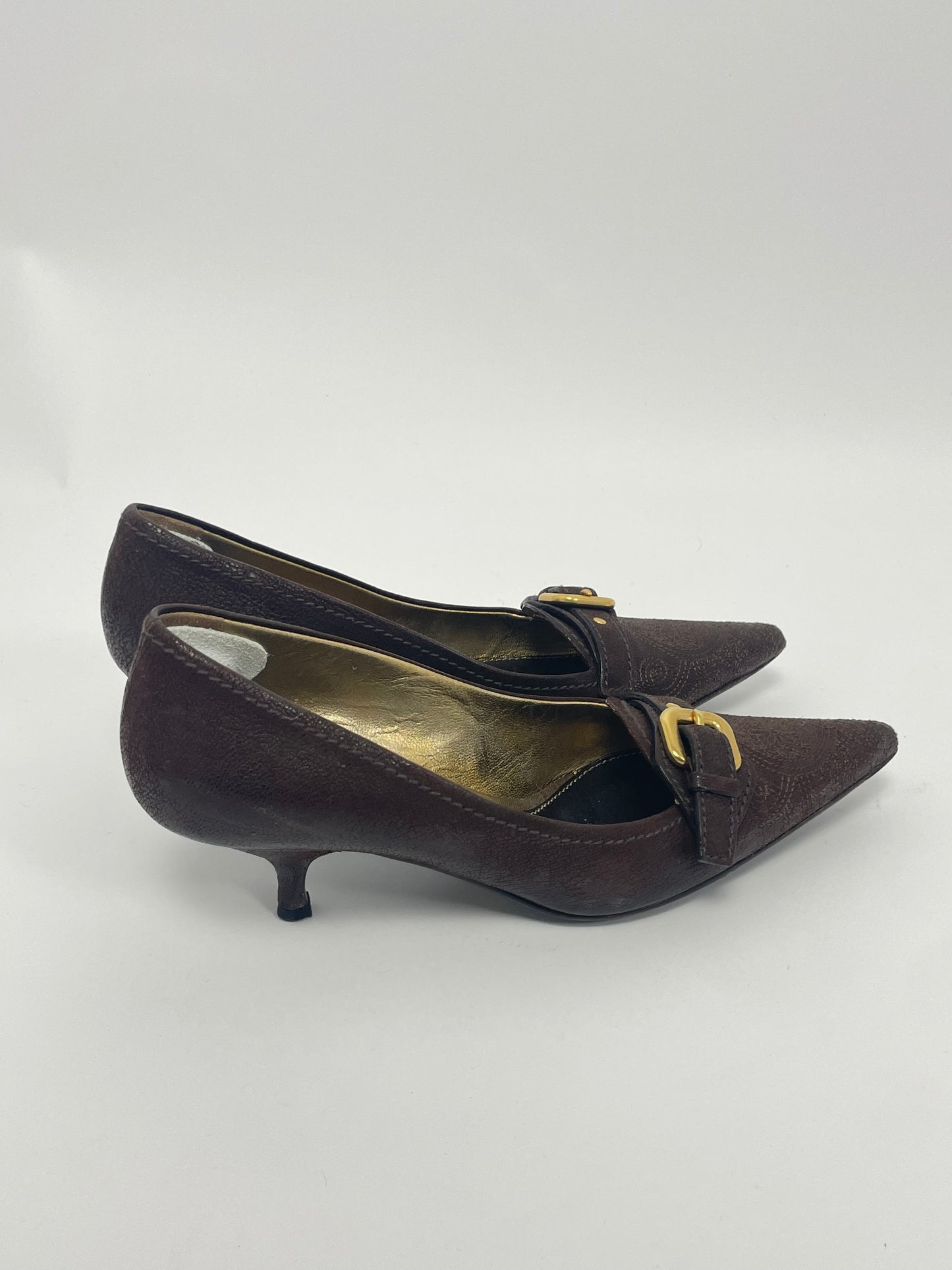 Prada 2000’s Embroidery kitten heels.