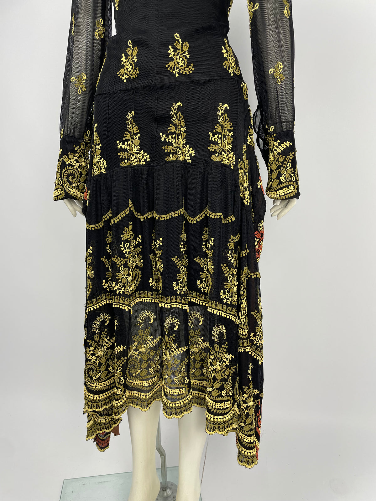 Chloe F/W 2018 ruffled net maxi dress.