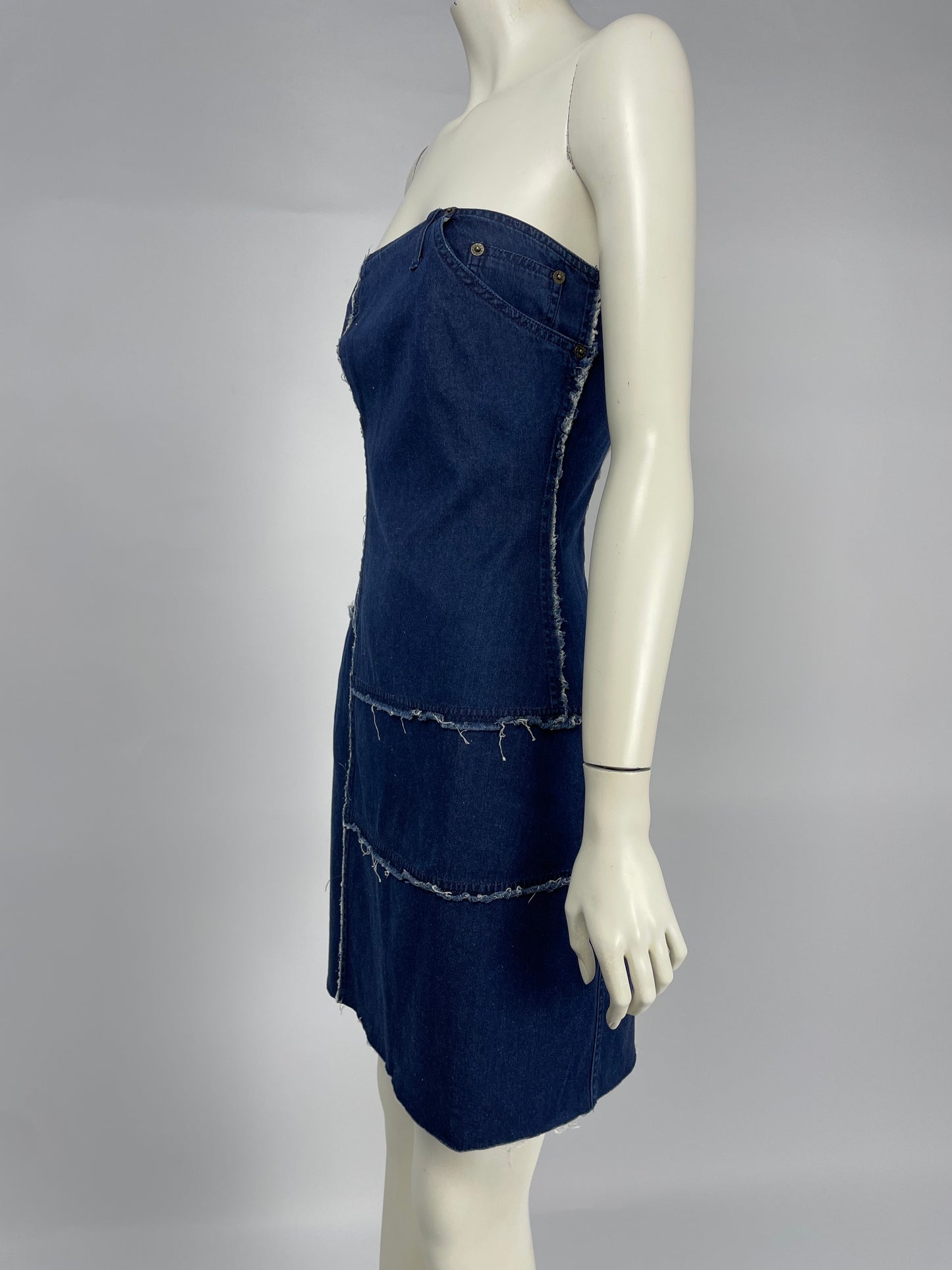 Plein Sud 1990’s Denim bustier mini dress