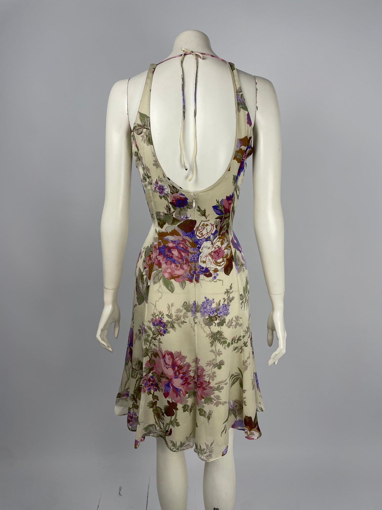 Giorgio Armani early 2000’s cowl neckline flower dress.
