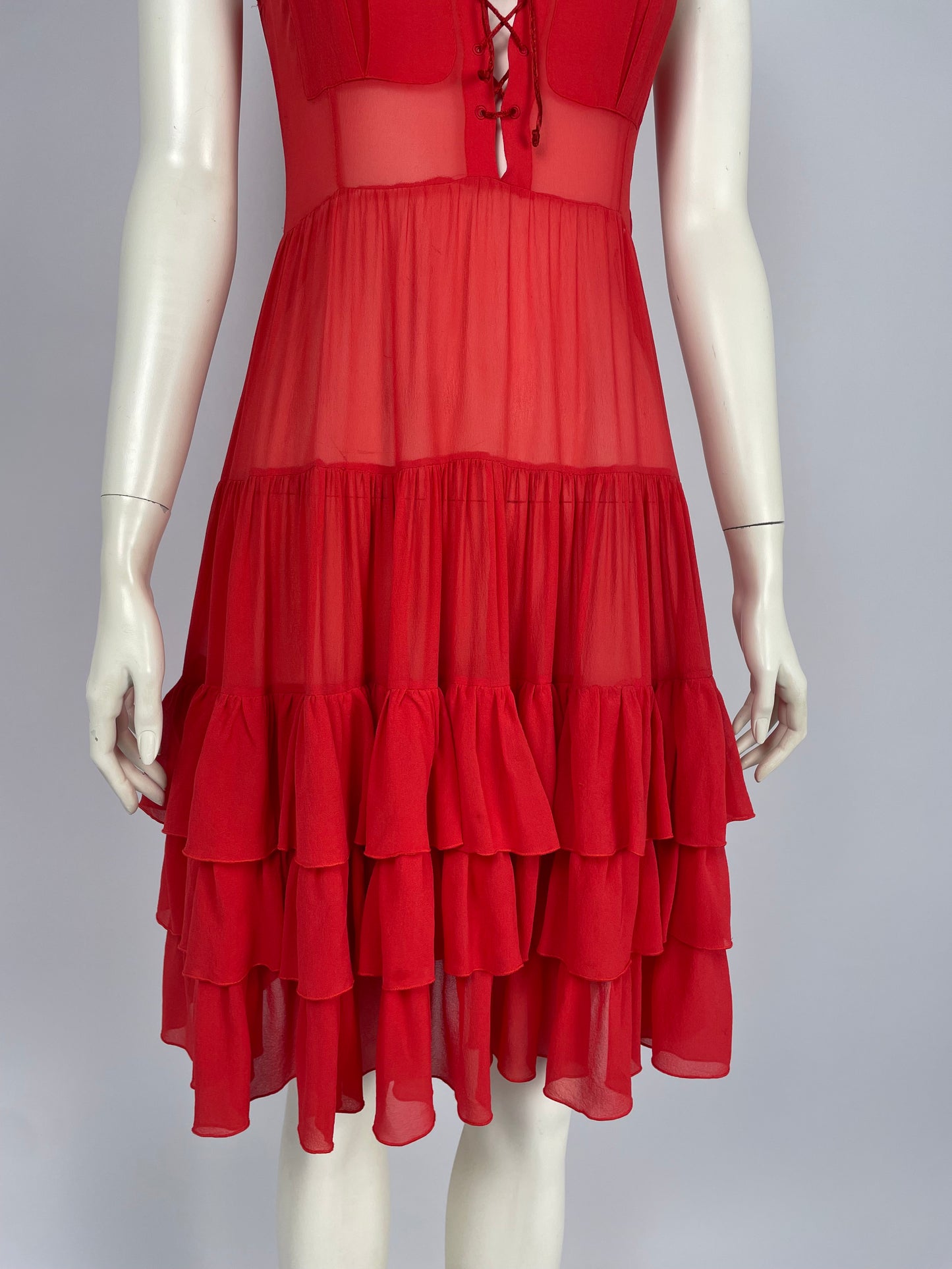 Blumarine 2000’s bondage ruffled dress.