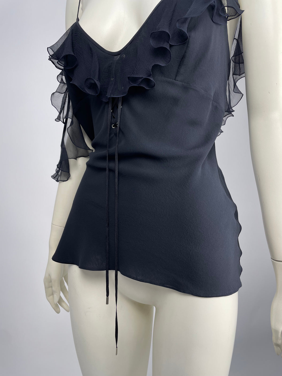 Dior by John Galliano S/S 2004 ruffled asymmetrical top.