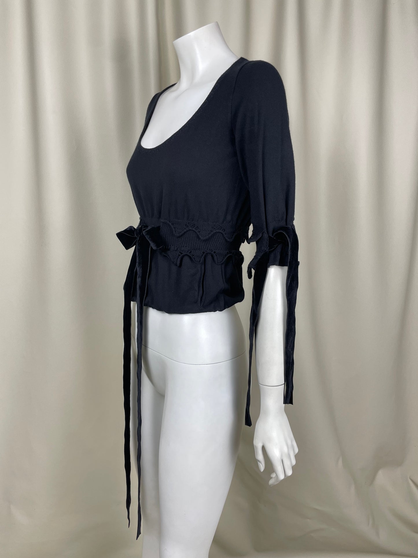 Saint Laurent by Tom Ford F/W 2002 Velour Tie Top (S)