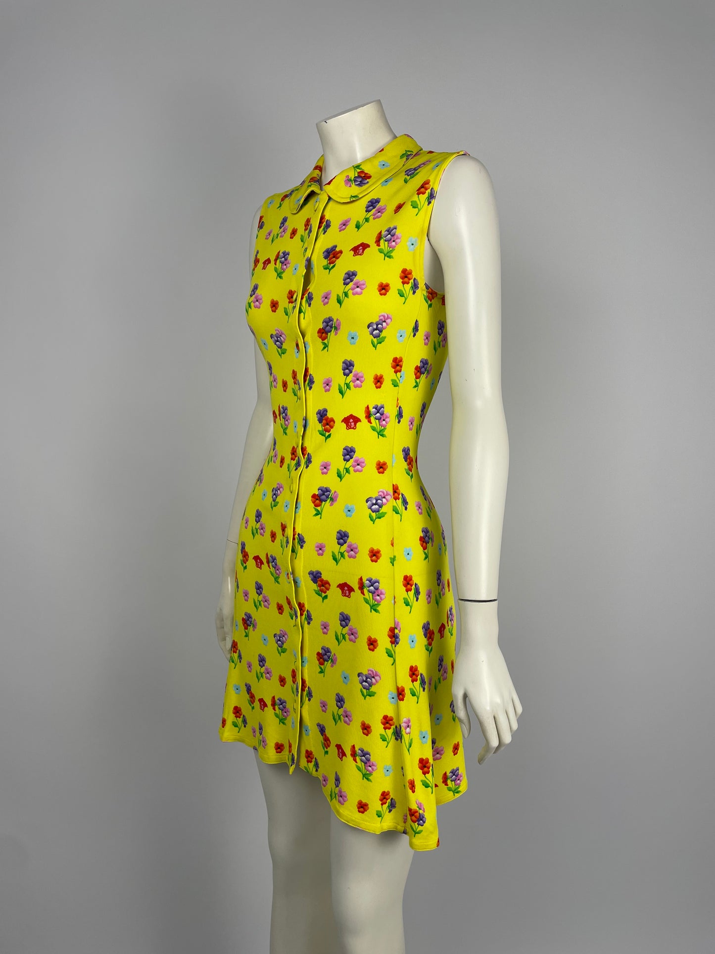 Gianni Versace S/S 1996 yellow button up dress.