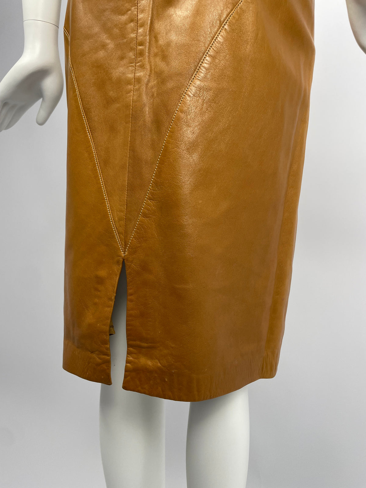 Claude Montana 1980's Ideal Cuirs leather skirt