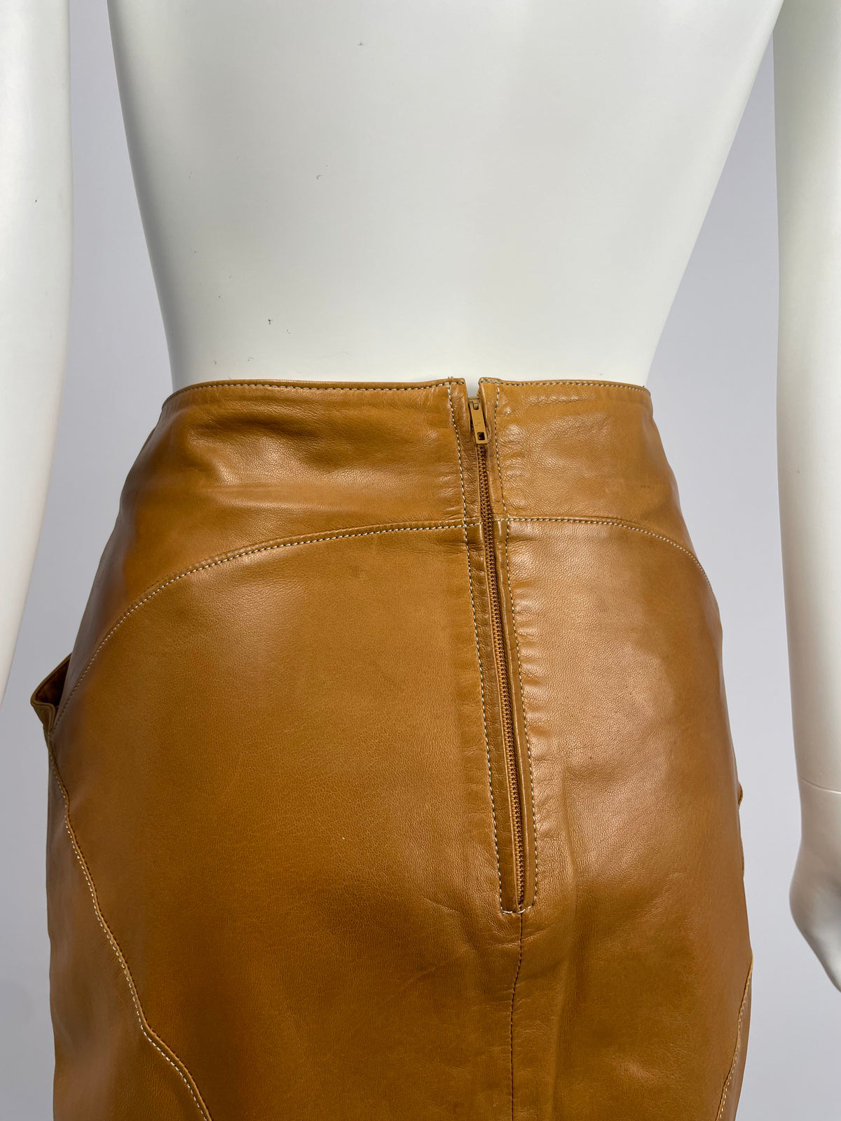 Claude Montana 1980's Ideal Cuirs leather skirt