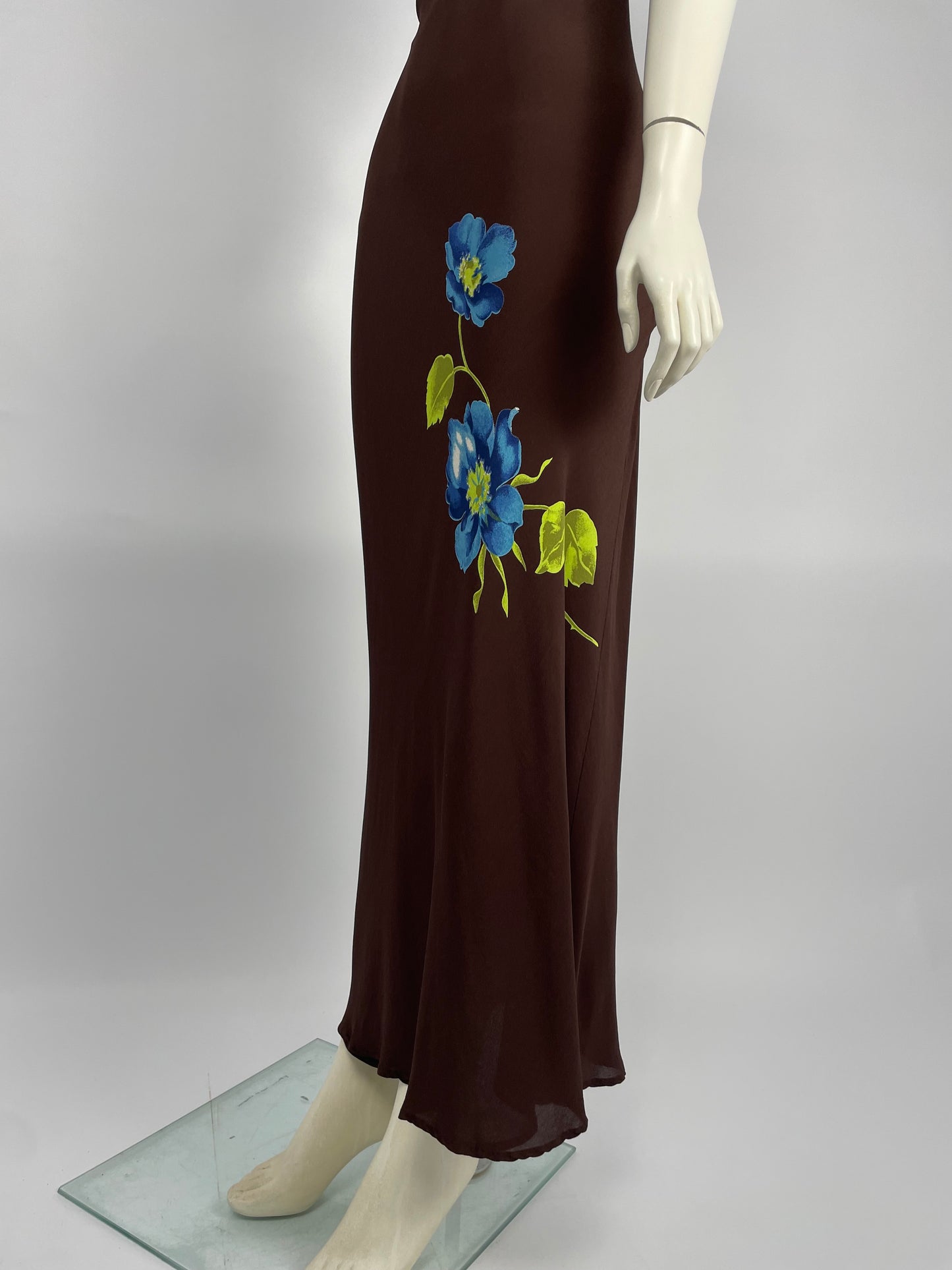 Gerard Darel 1990's Flower print bias cut maxi dress
