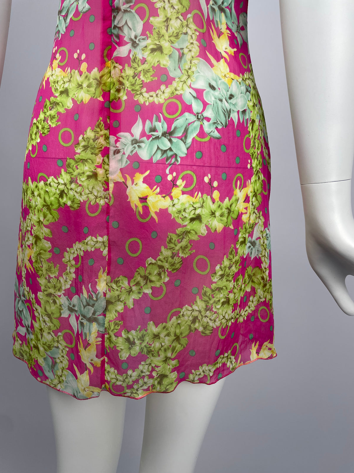 Versace 2000's Pink Flower Print Mini dress