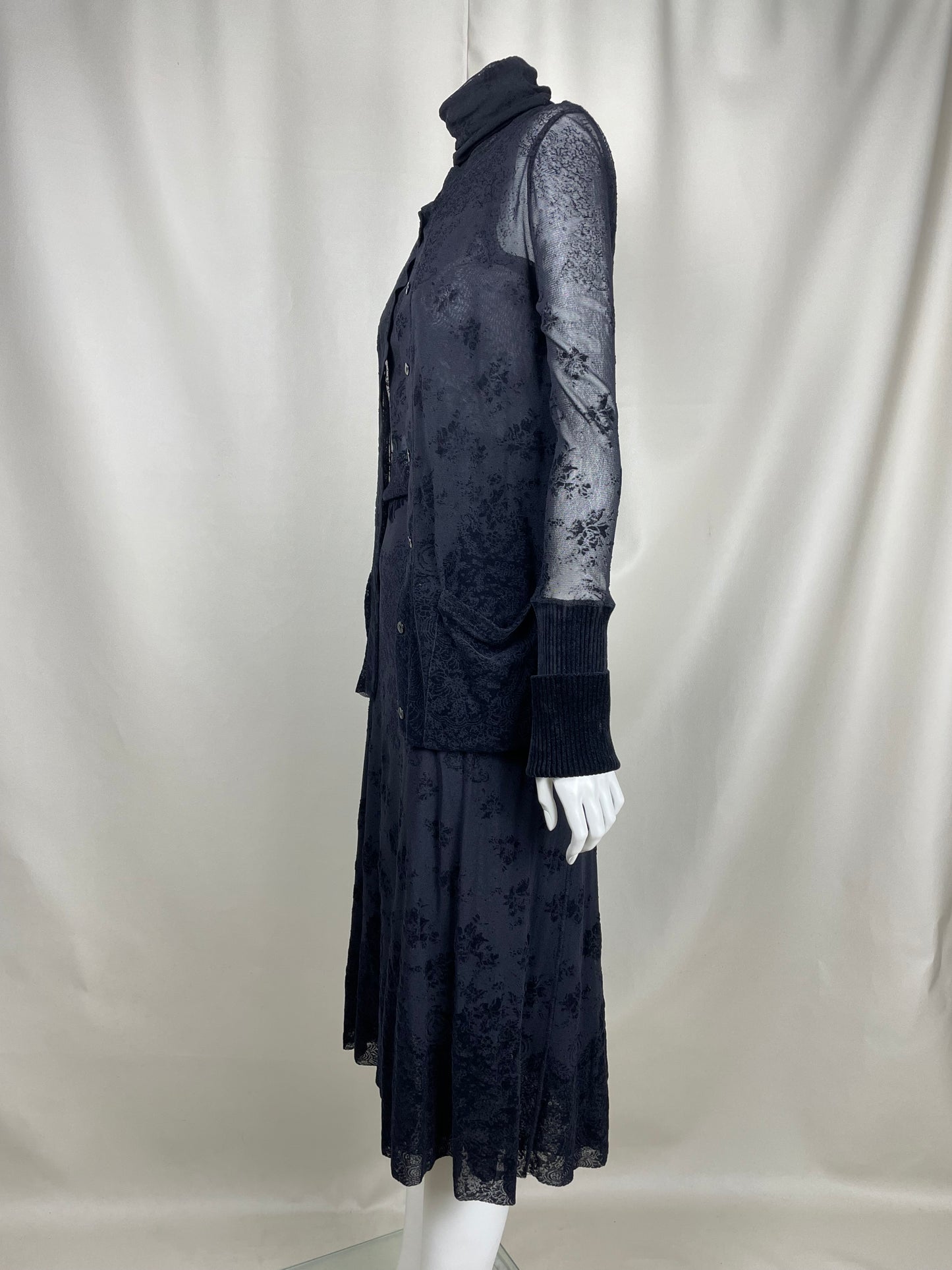 Jean Paul Gaultier 1990’s Lace and Velour Mesh Set (L)