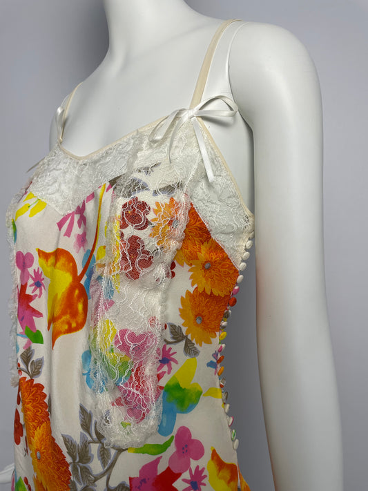 Dior by John Galliano S/S 2006 flower print cut silk top