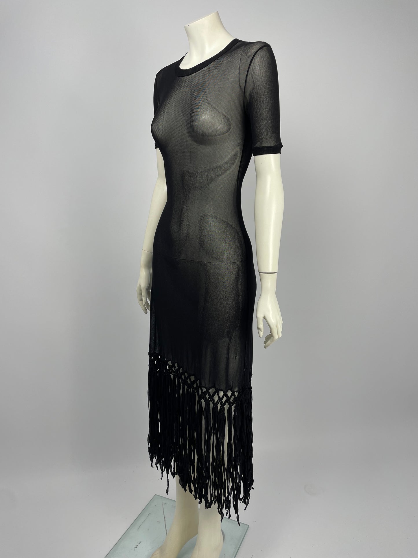 Jean Paul Gaultier 1990’s Fringes mesh maxi dress.