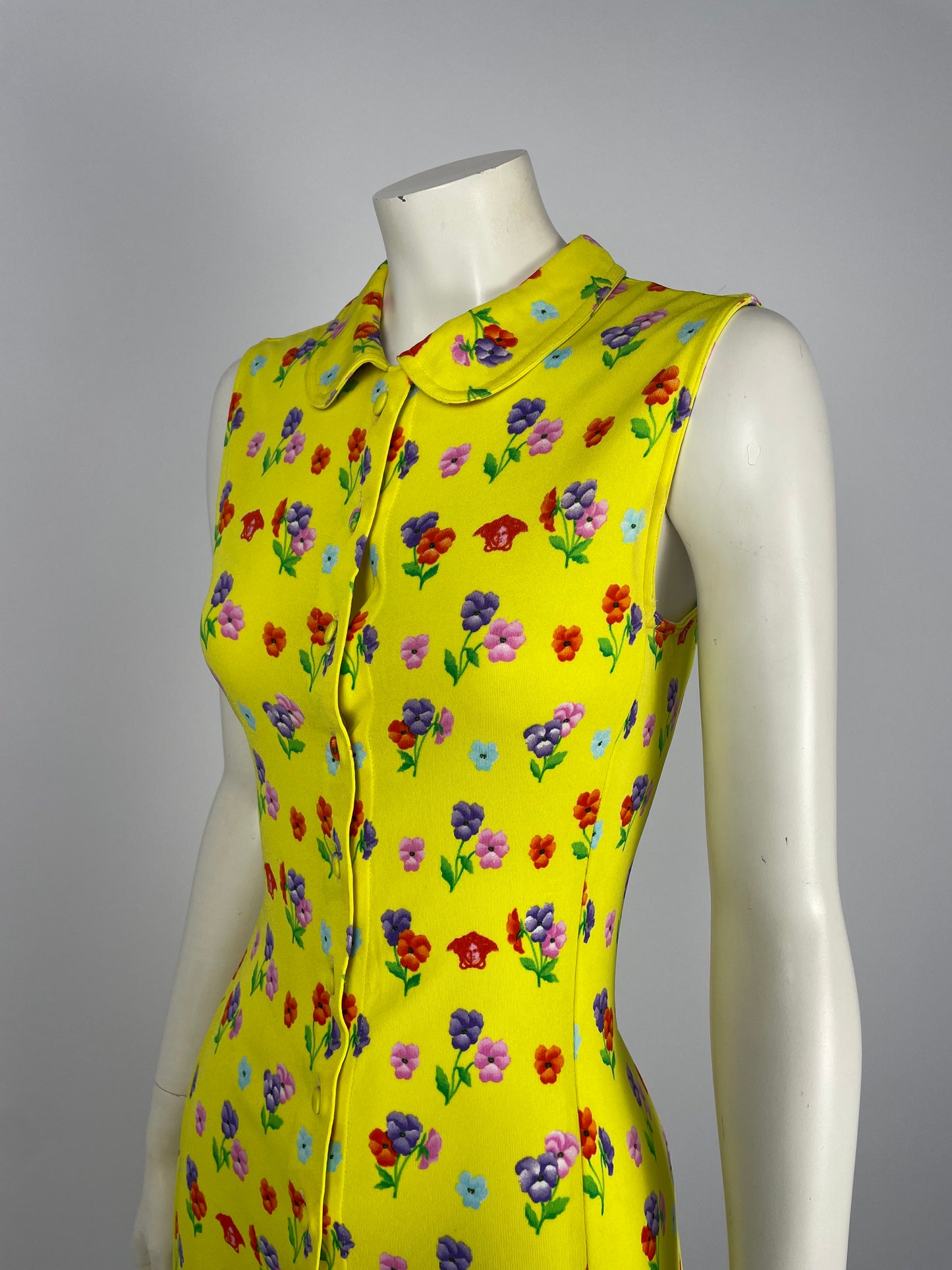 Gianni Versace S/S 1996 yellow button up dress.
